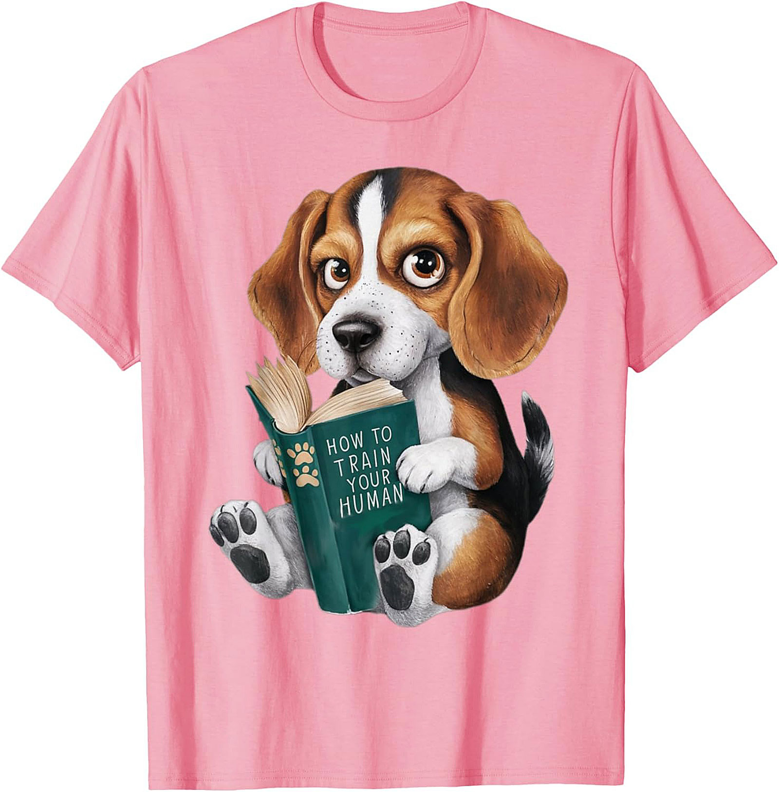 Funny Beagle Puppy Reading "How to Train Your Human" Graphic Tee
