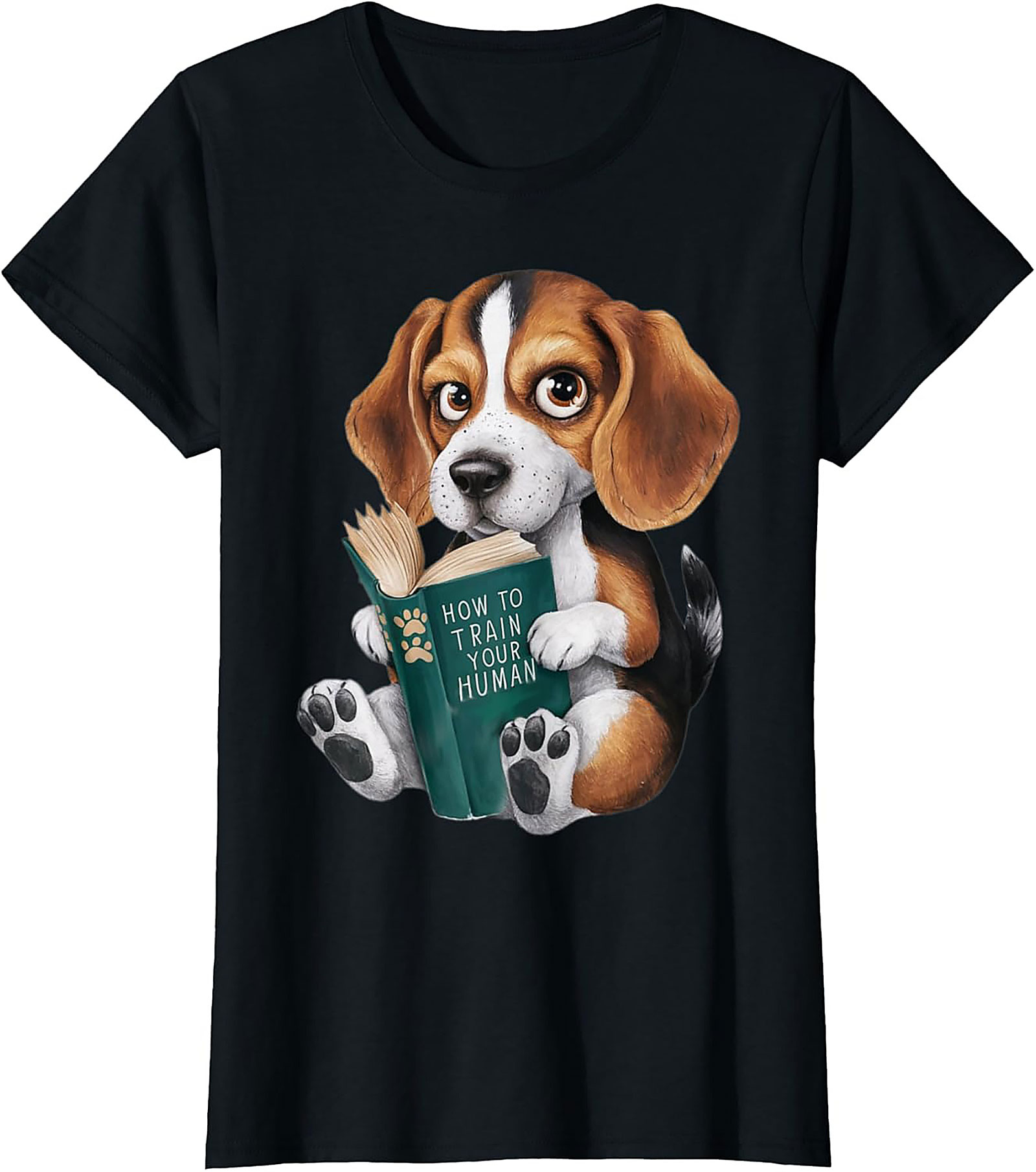 Funny Beagle Puppy Reading "How to Train Your Human" Graphic Tee