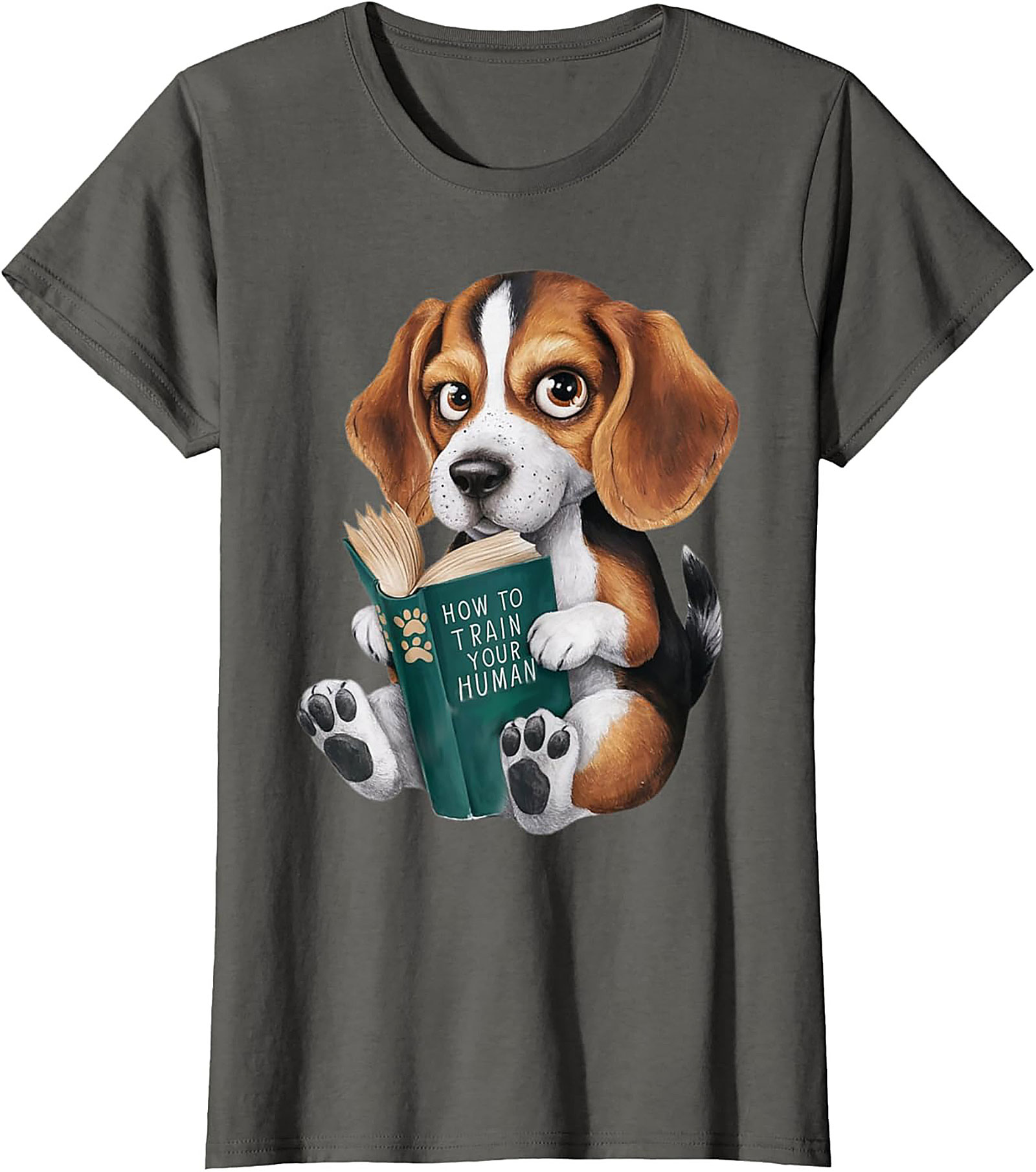 Funny Beagle Puppy Reading "How to Train Your Human" Graphic Tee