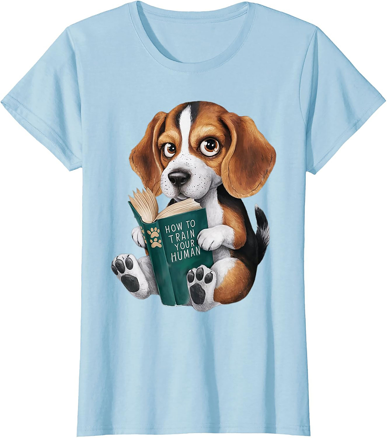 Funny Beagle Puppy Reading "How to Train Your Human" Graphic Tee