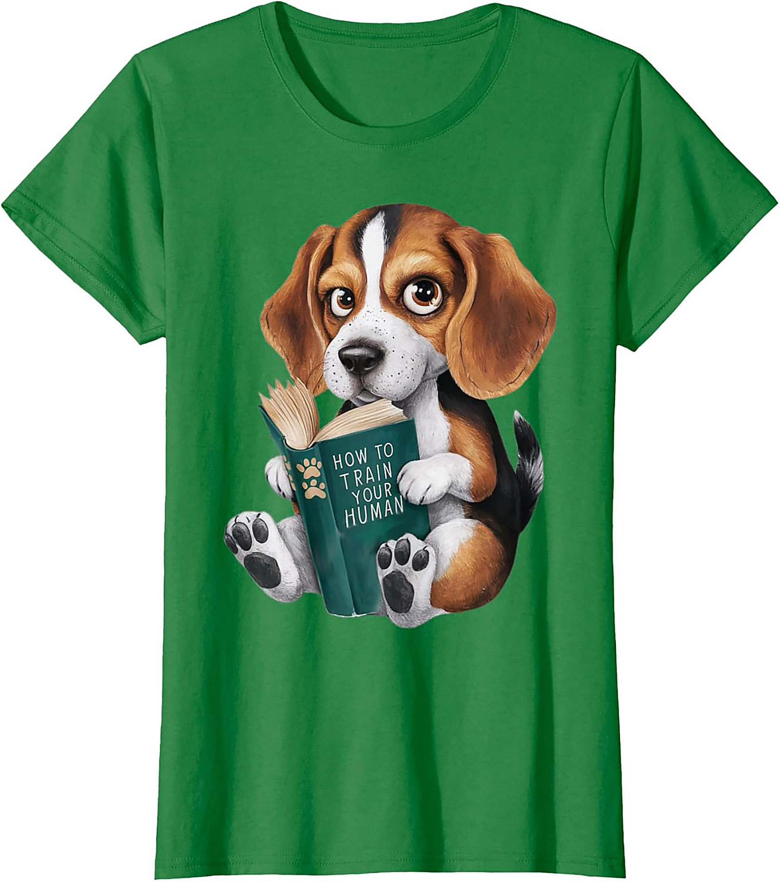 Funny Beagle Puppy Reading "How to Train Your Human" Graphic Tee