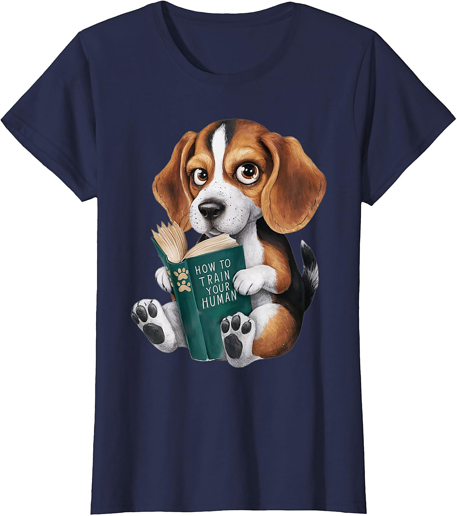 Funny Beagle Puppy Reading "How to Train Your Human" Graphic Tee
