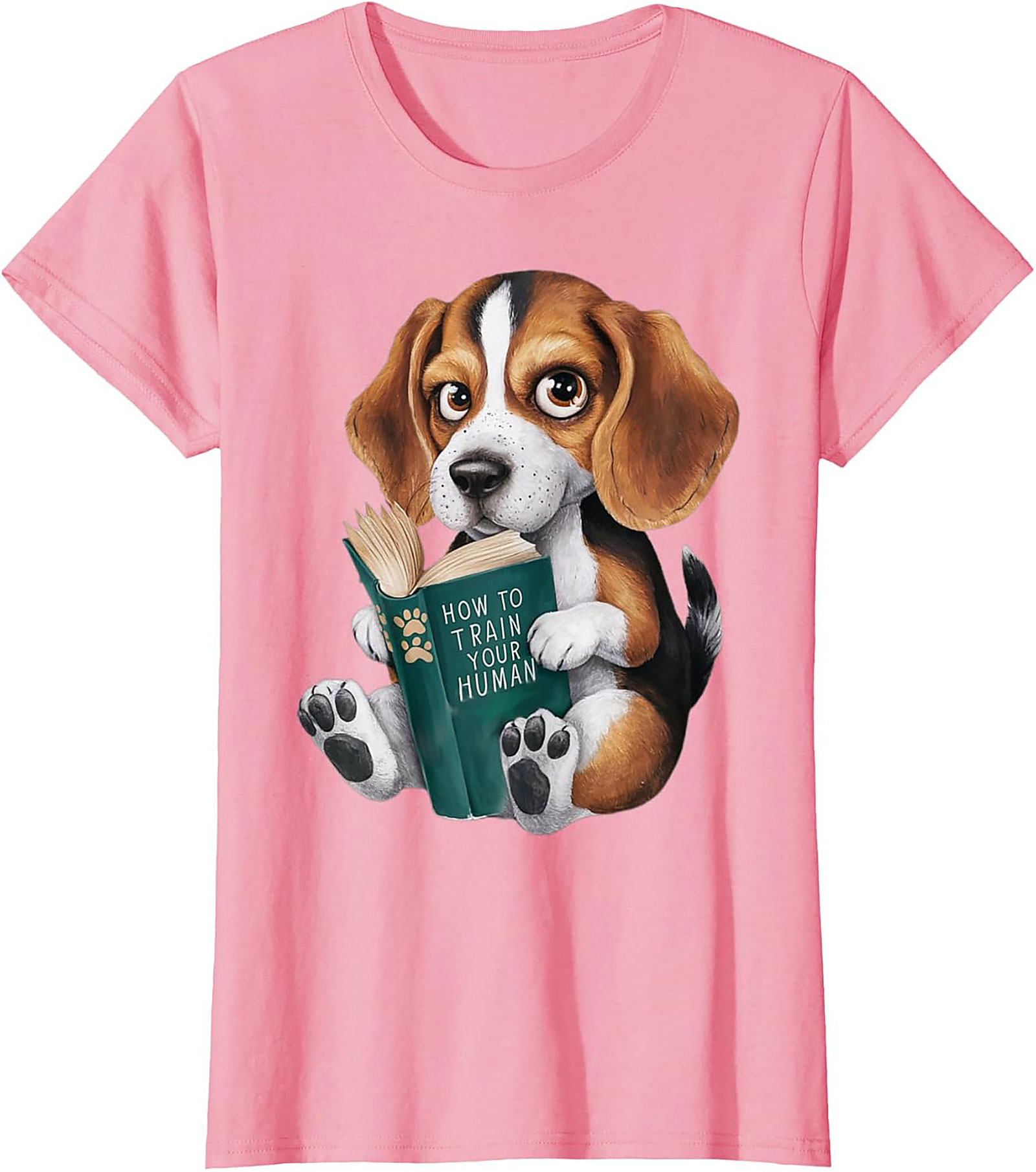 Funny Beagle Puppy Reading "How to Train Your Human" Graphic Tee