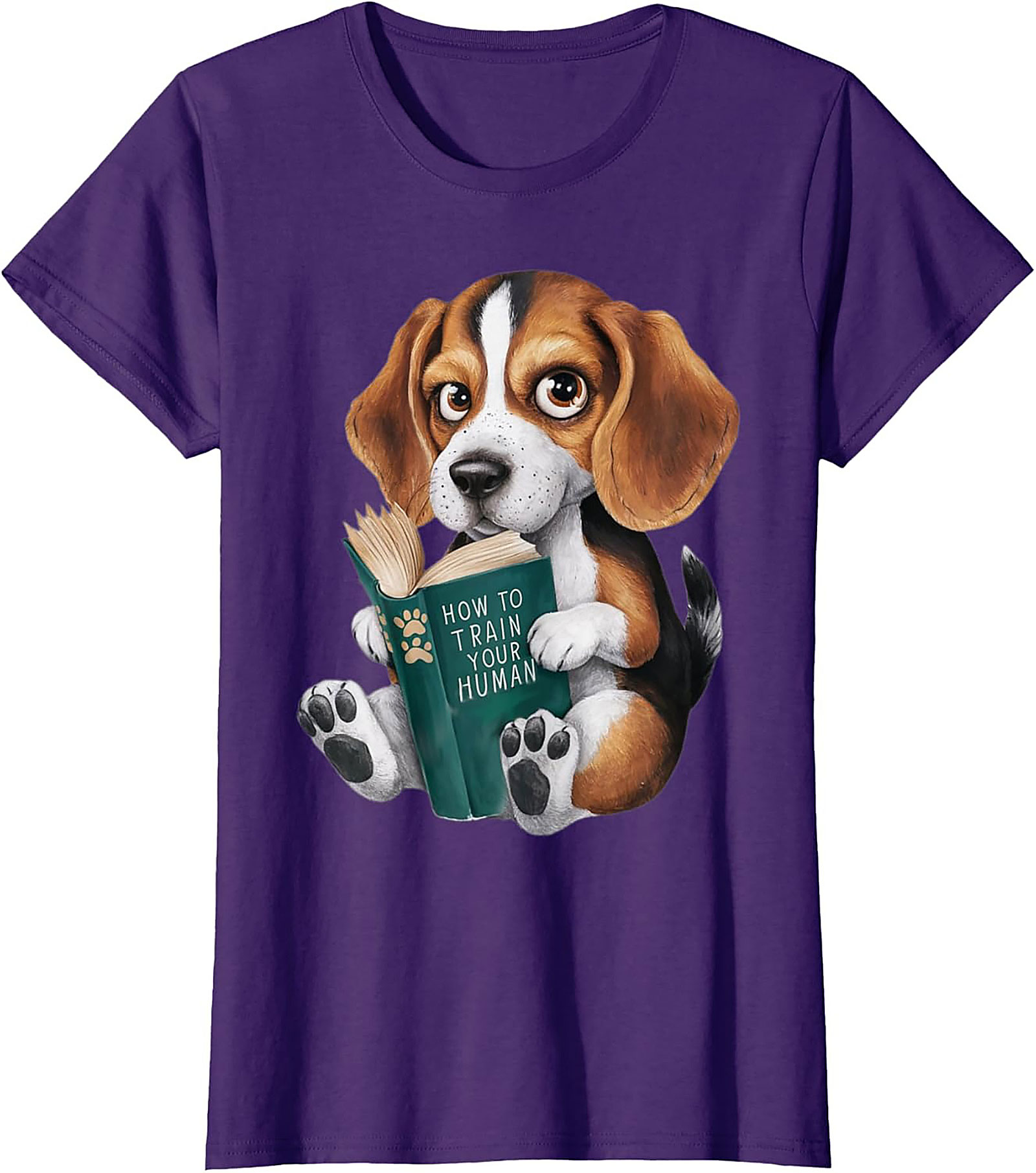 Funny Beagle Puppy Reading "How to Train Your Human" Graphic Tee