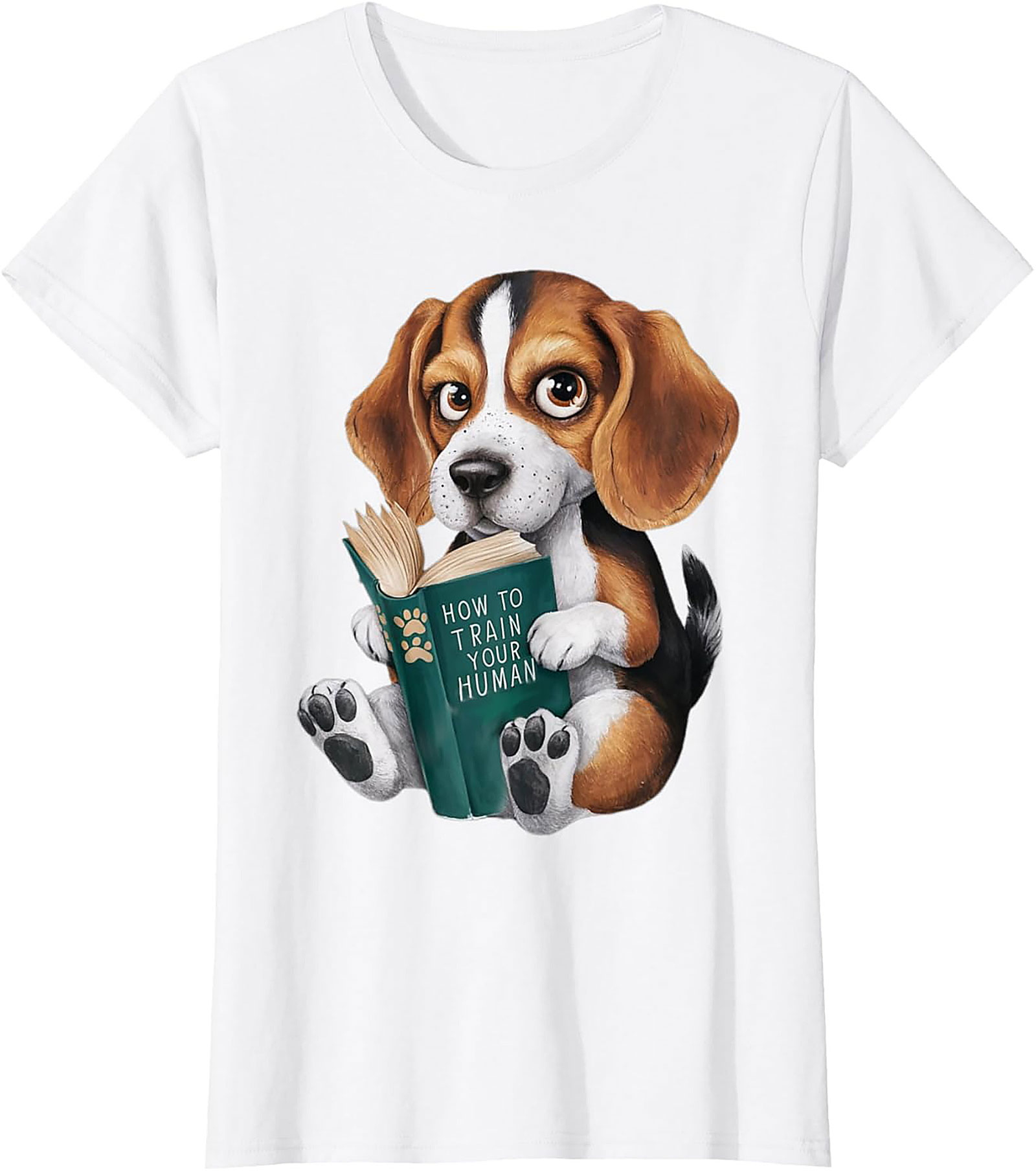 Funny Beagle Puppy Reading "How to Train Your Human" Graphic Tee