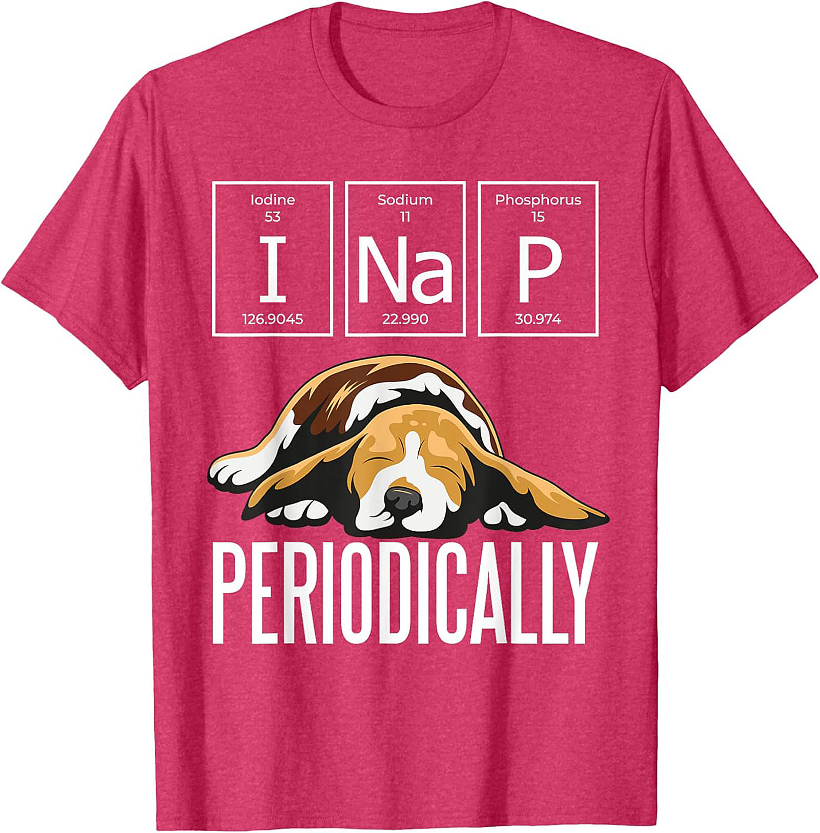 I Nap Periodically Funny Dog T-Shirt | Science Pun Beagle Graphic Tee