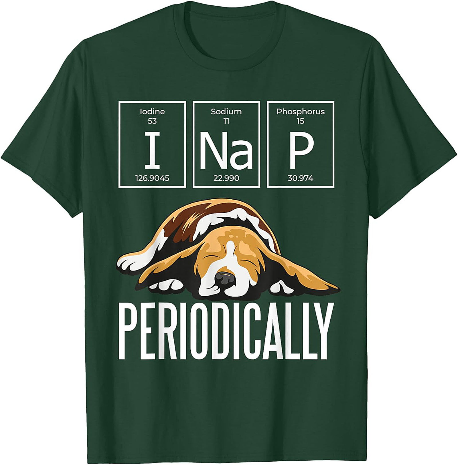 I Nap Periodically Funny Dog T-Shirt | Science Pun Beagle Graphic Tee
