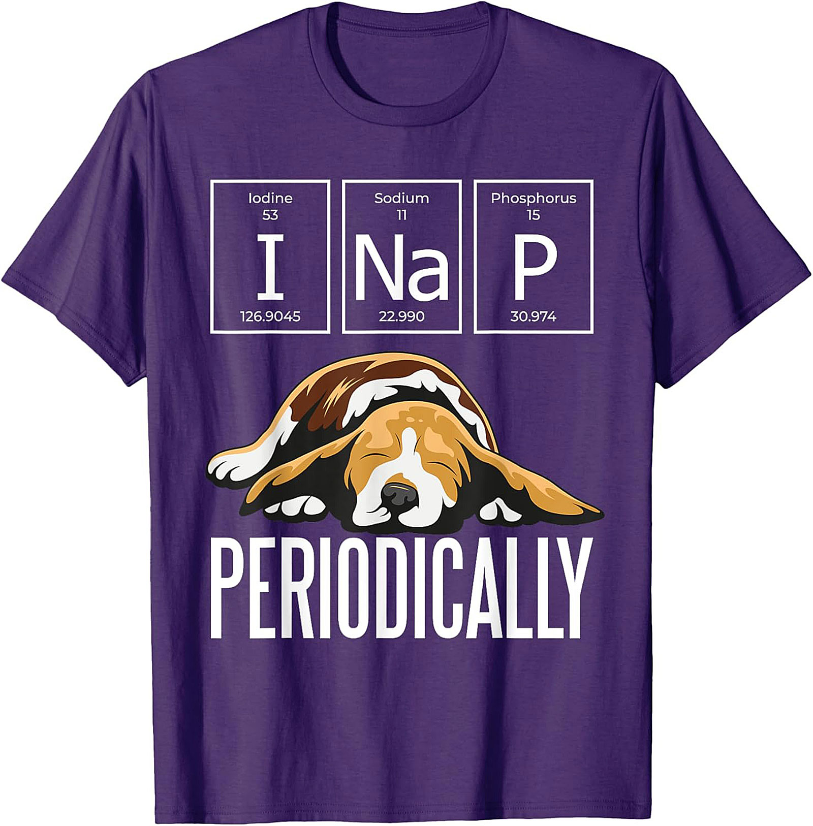 I Nap Periodically Funny Dog T-Shirt | Science Pun Beagle Graphic Tee