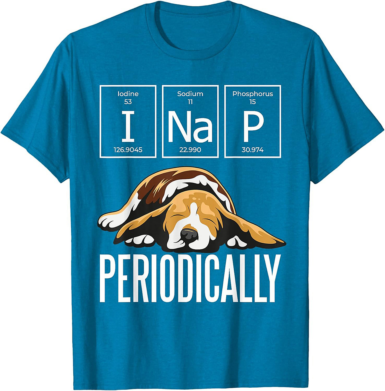 I Nap Periodically Funny Dog T-Shirt | Science Pun Beagle Graphic Tee