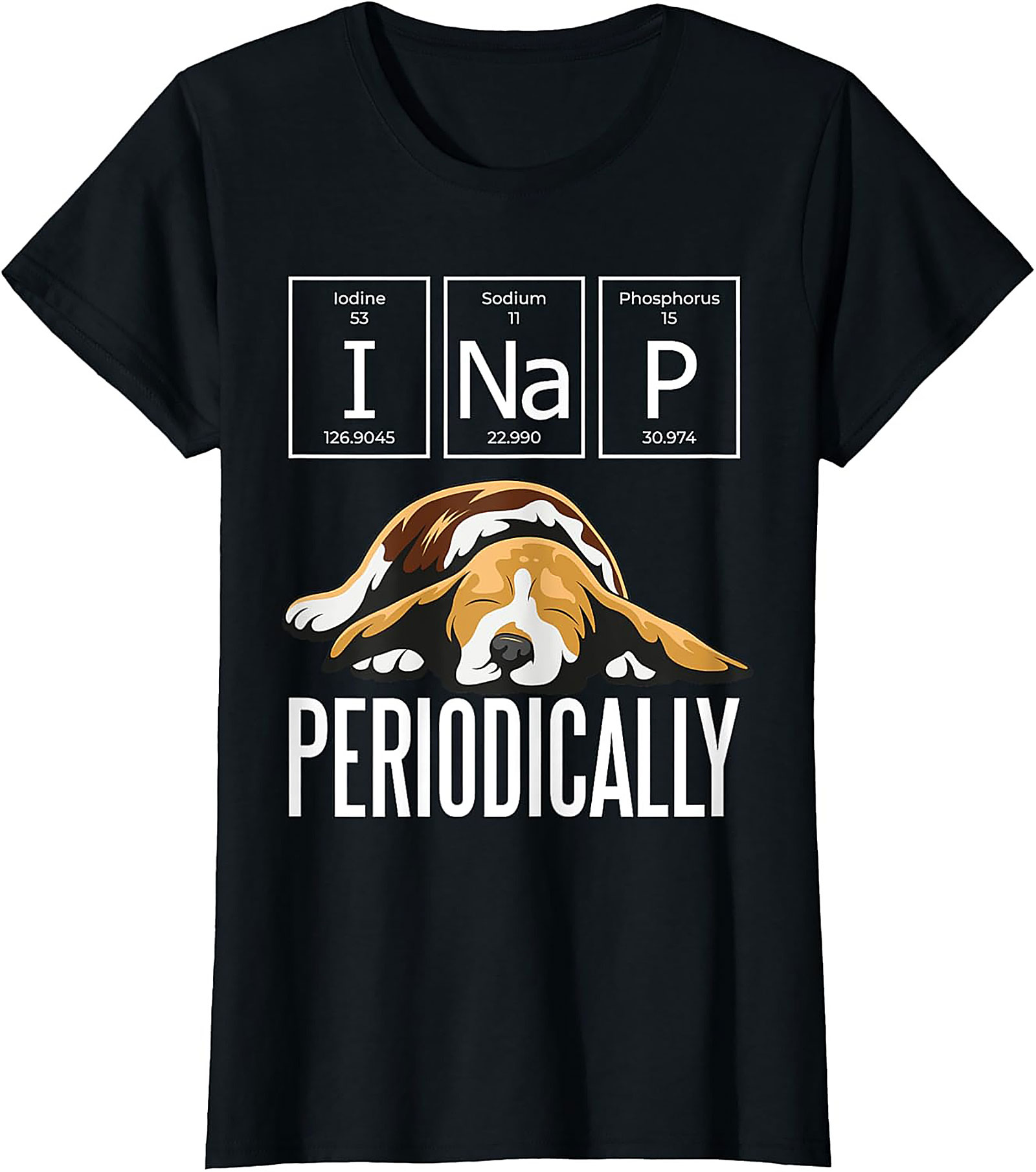 I Nap Periodically Funny Dog T-Shirt | Science Pun Beagle Graphic Tee