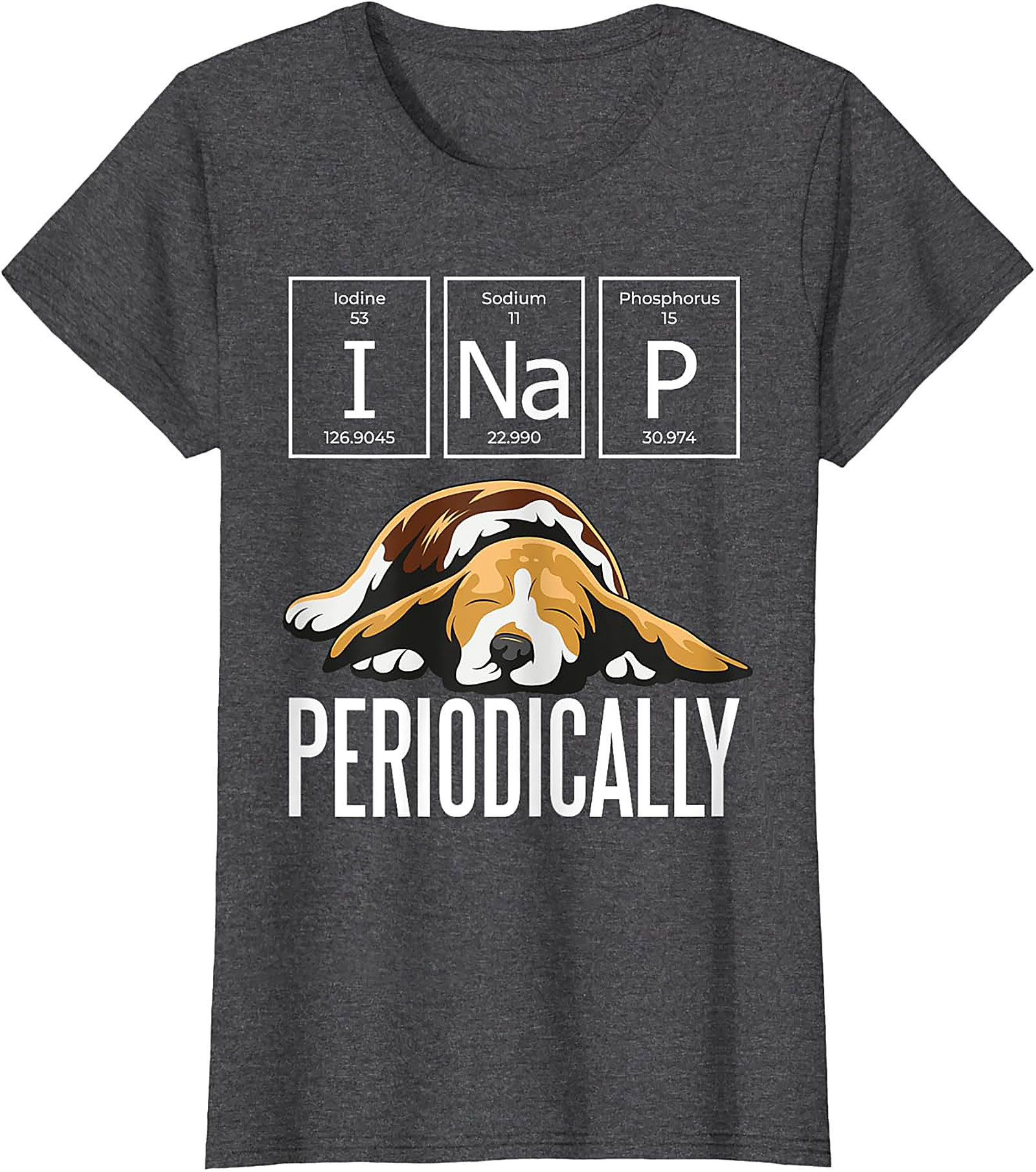I Nap Periodically Funny Dog T-Shirt | Science Pun Beagle Graphic Tee