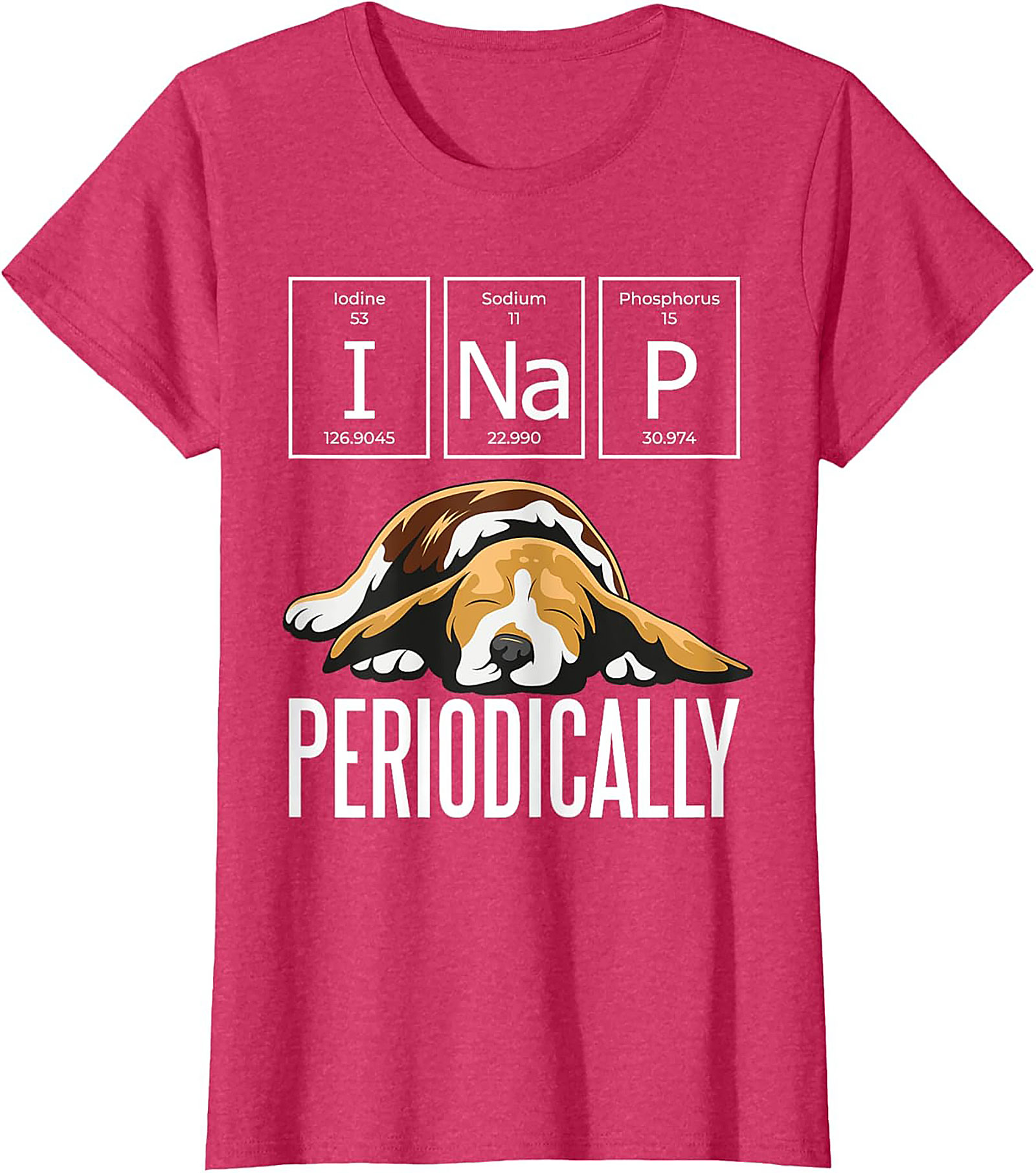 I Nap Periodically Funny Dog T-Shirt | Science Pun Beagle Graphic Tee