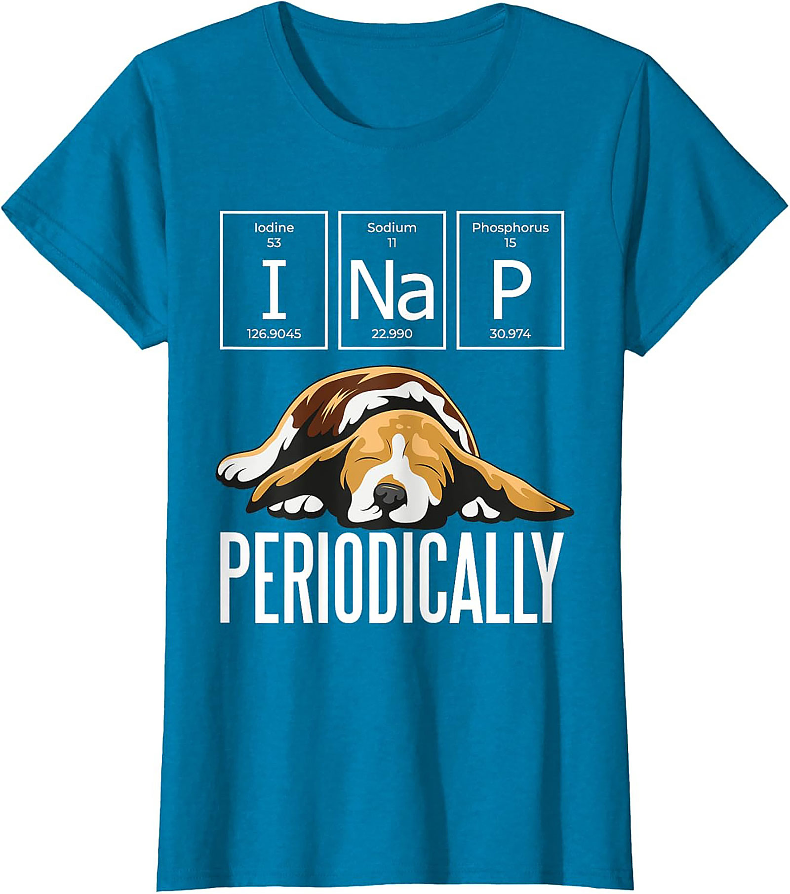I Nap Periodically Funny Dog T-Shirt | Science Pun Beagle Graphic Tee