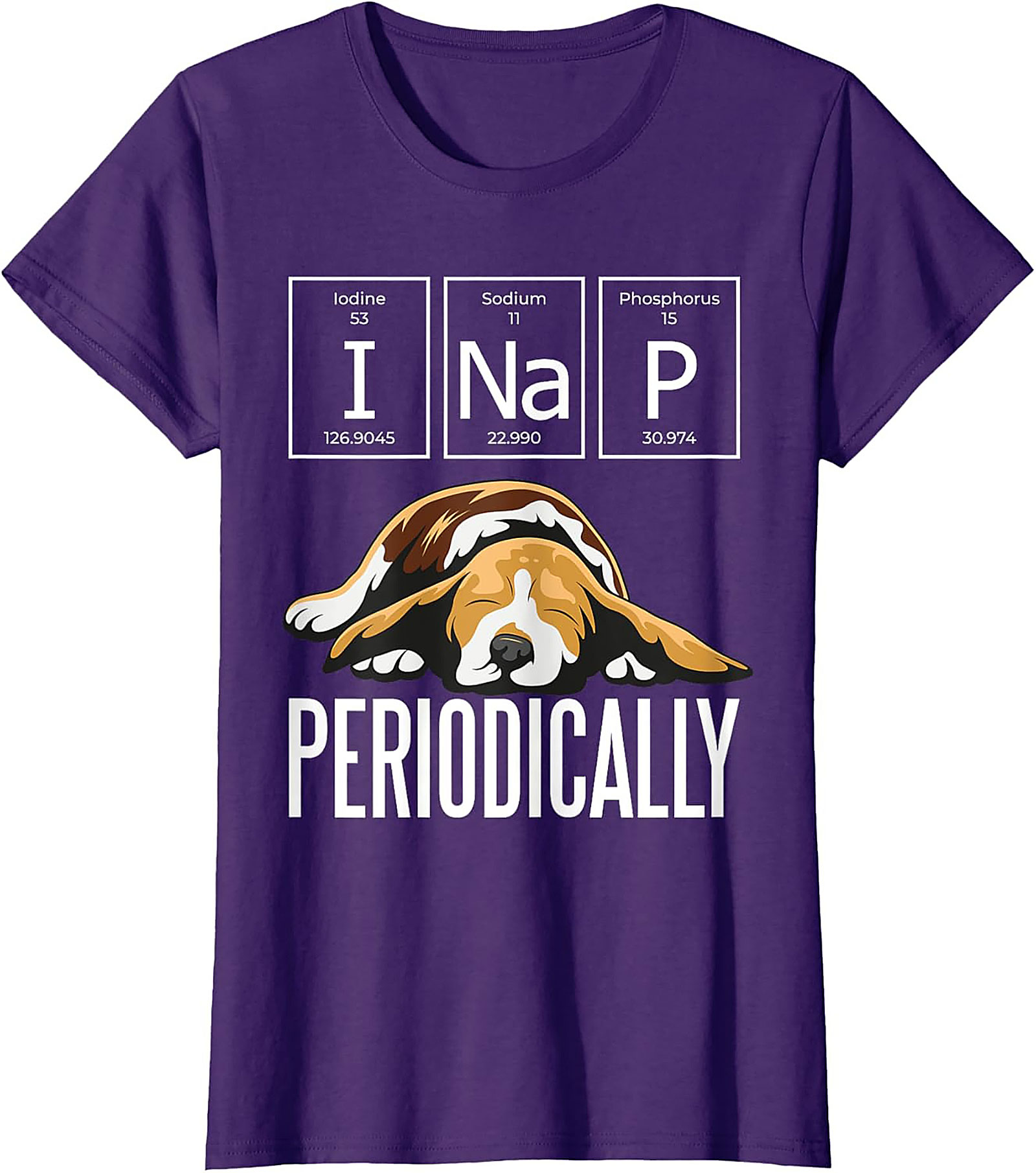 I Nap Periodically Funny Dog T-Shirt | Science Pun Beagle Graphic Tee