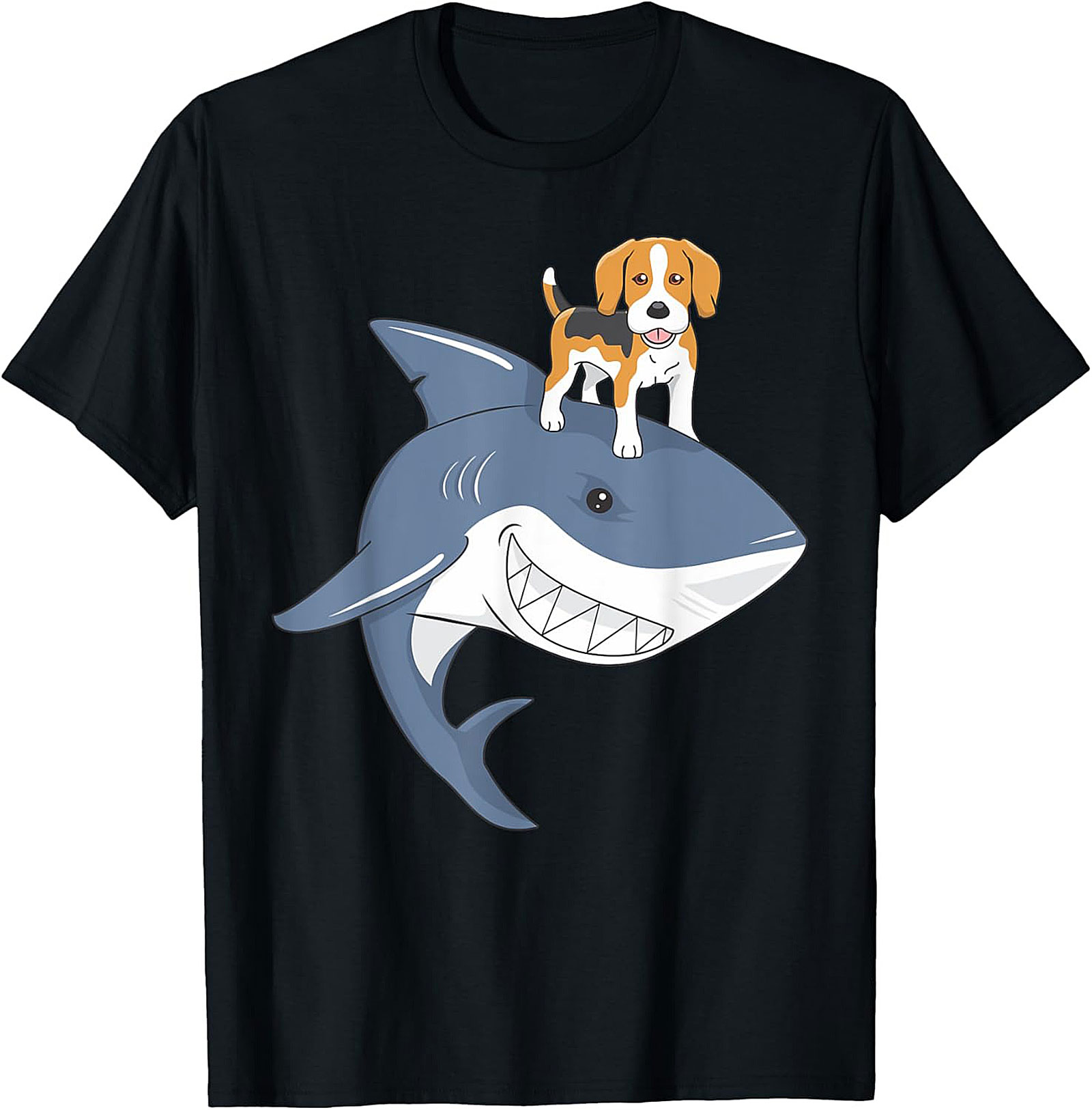 Funny Beagle Dog Riding Shark T-Shirt: Epic Dog Lover Graphic Tee