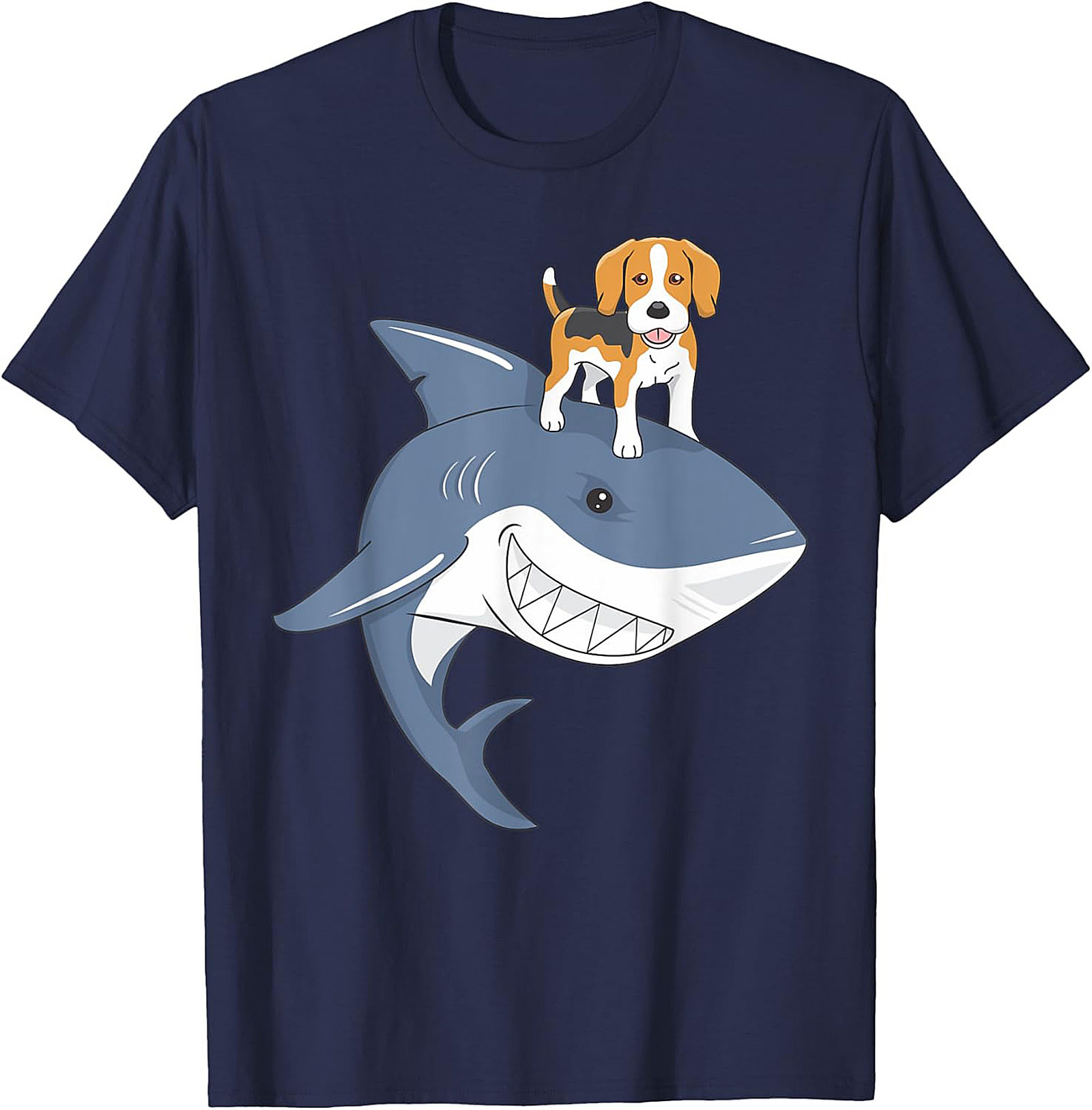 Funny Beagle Dog Riding Shark T-Shirt: Epic Dog Lover Graphic Tee