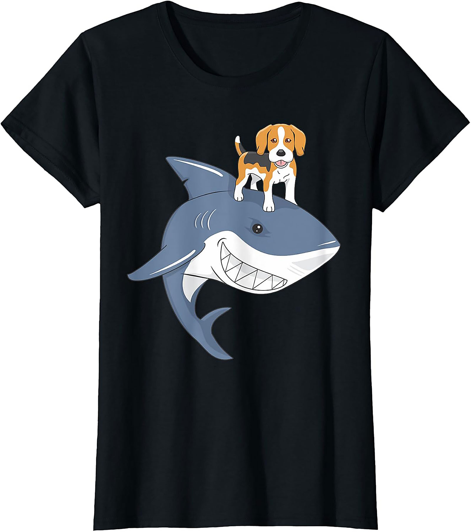 Funny Beagle Dog Riding Shark T-Shirt: Epic Dog Lover Graphic Tee