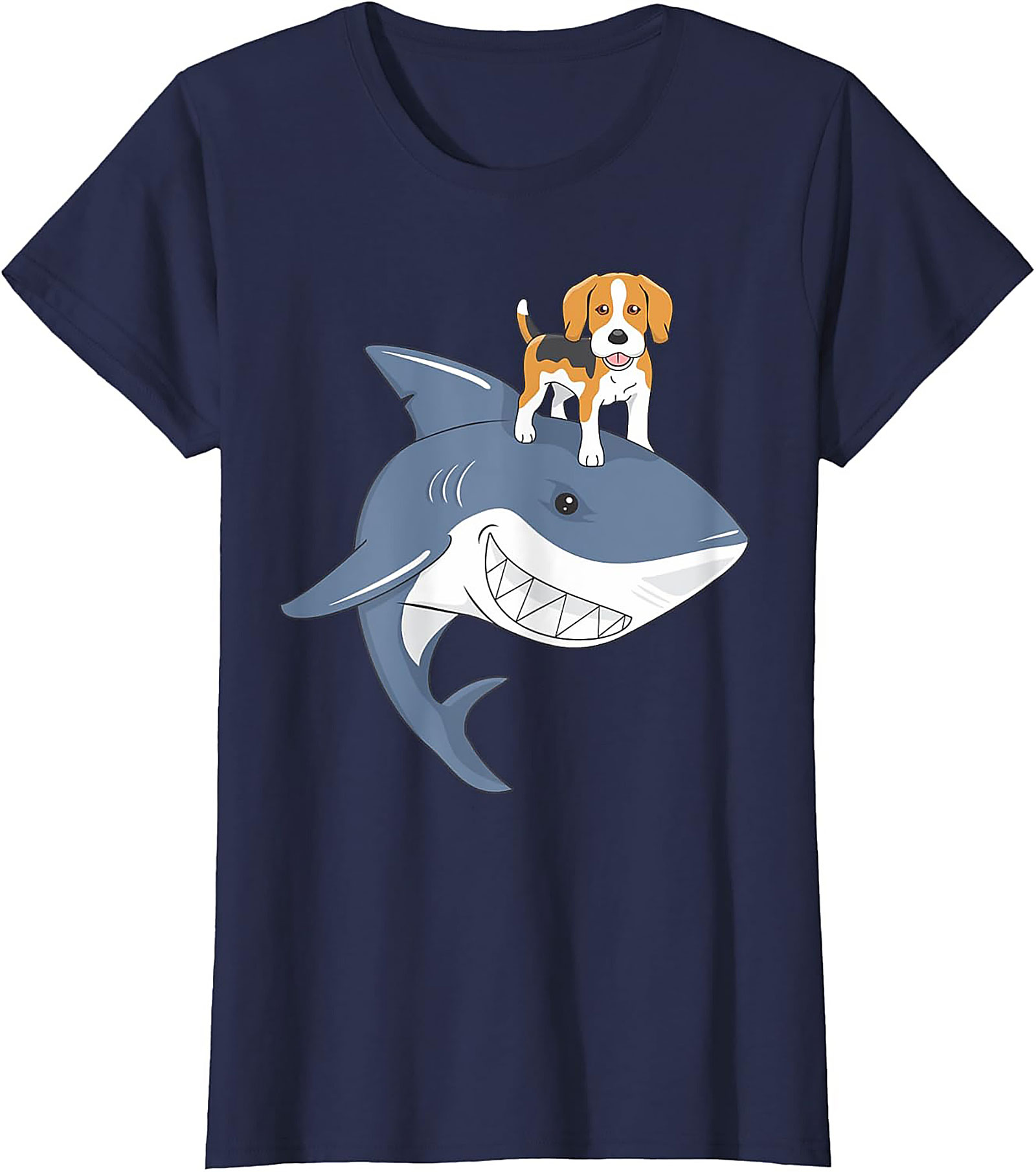 Funny Beagle Dog Riding Shark T-Shirt: Epic Dog Lover Graphic Tee