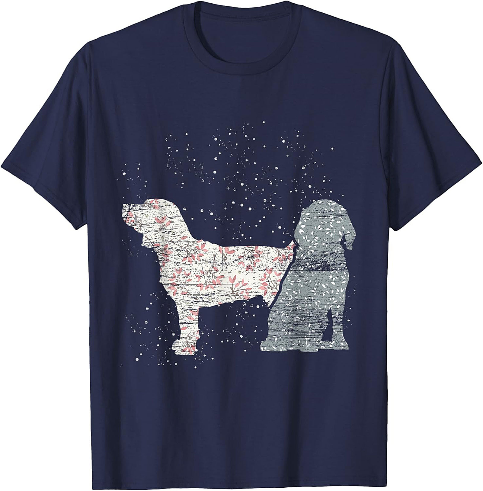 Vintage Floral Dog T-Shirt | Rustic Spaniel Silhouette Graphic Tee