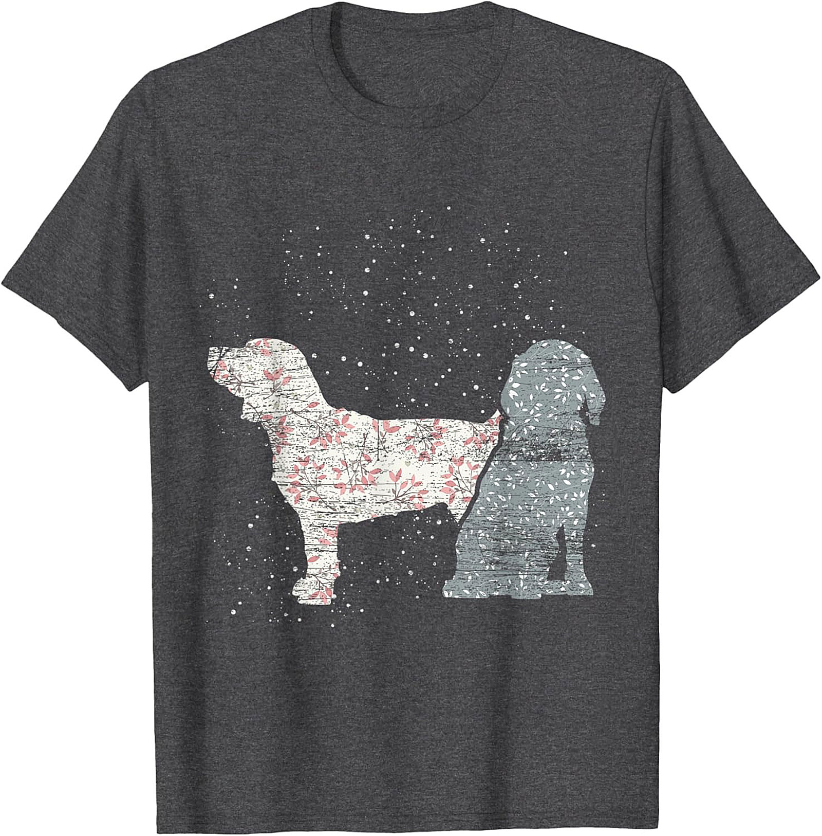 Vintage Floral Dog T-Shirt | Rustic Spaniel Silhouette Graphic Tee