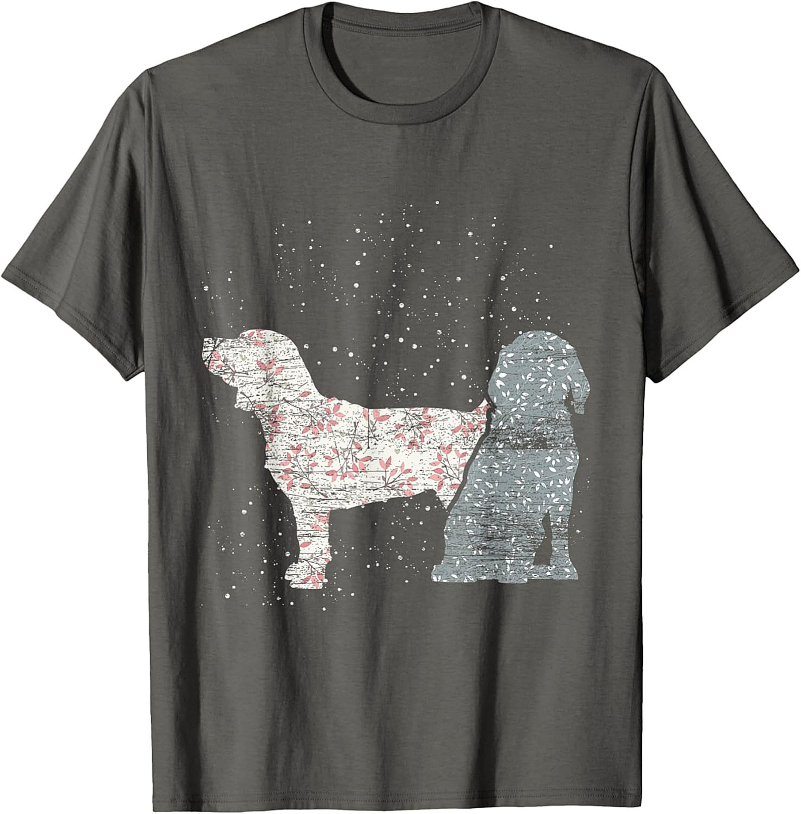 Vintage Floral Dog T-Shirt | Rustic Spaniel Silhouette Graphic Tee