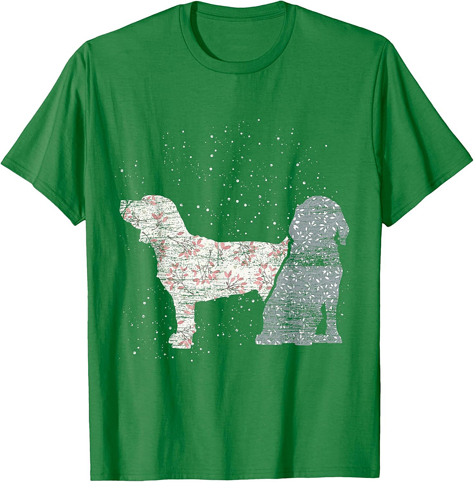 Vintage Floral Dog T-Shirt | Rustic Spaniel Silhouette Graphic Tee