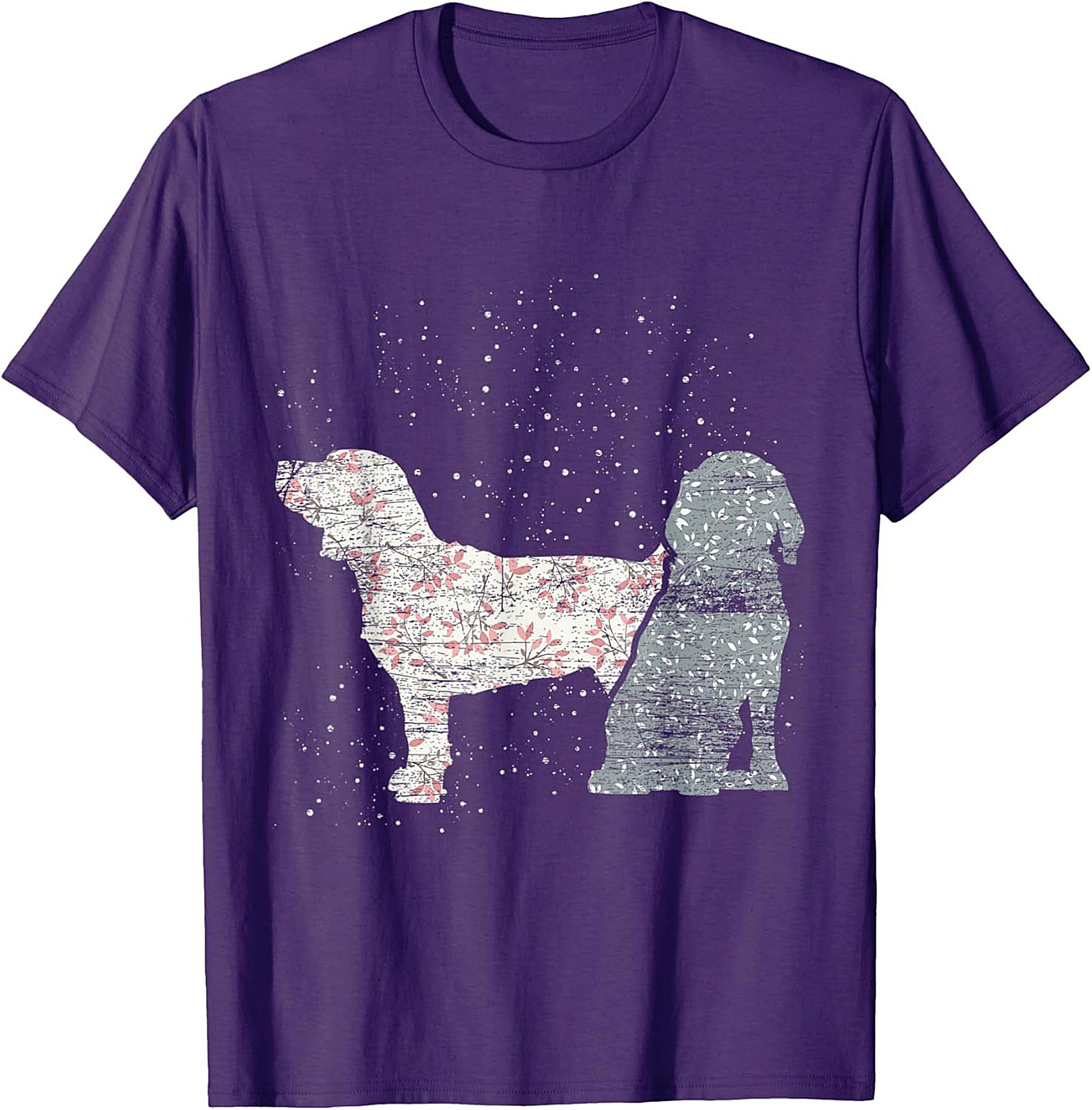 Vintage Floral Dog T-Shirt | Rustic Spaniel Silhouette Graphic Tee