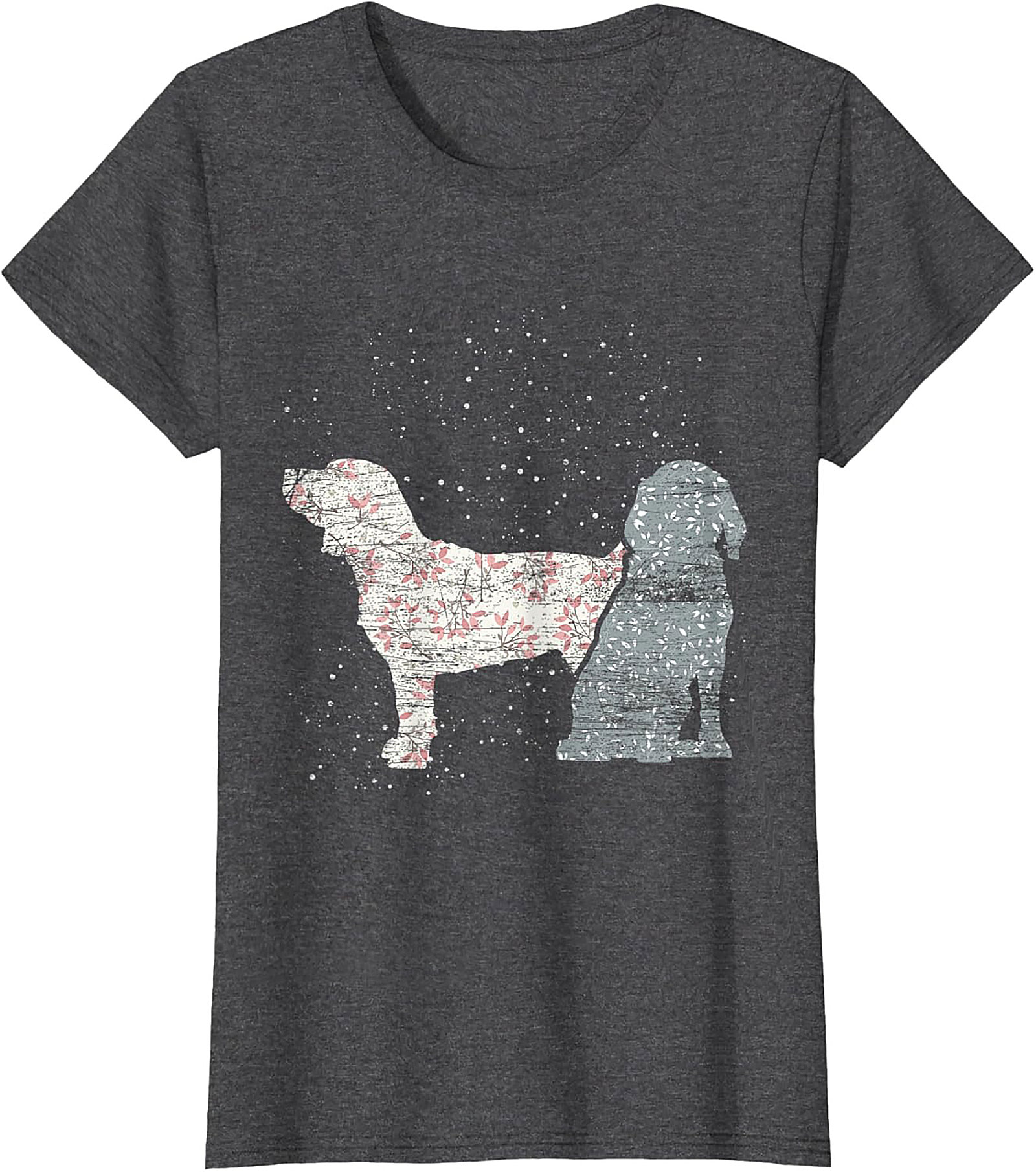 Vintage Floral Dog T-Shirt | Rustic Spaniel Silhouette Graphic Tee