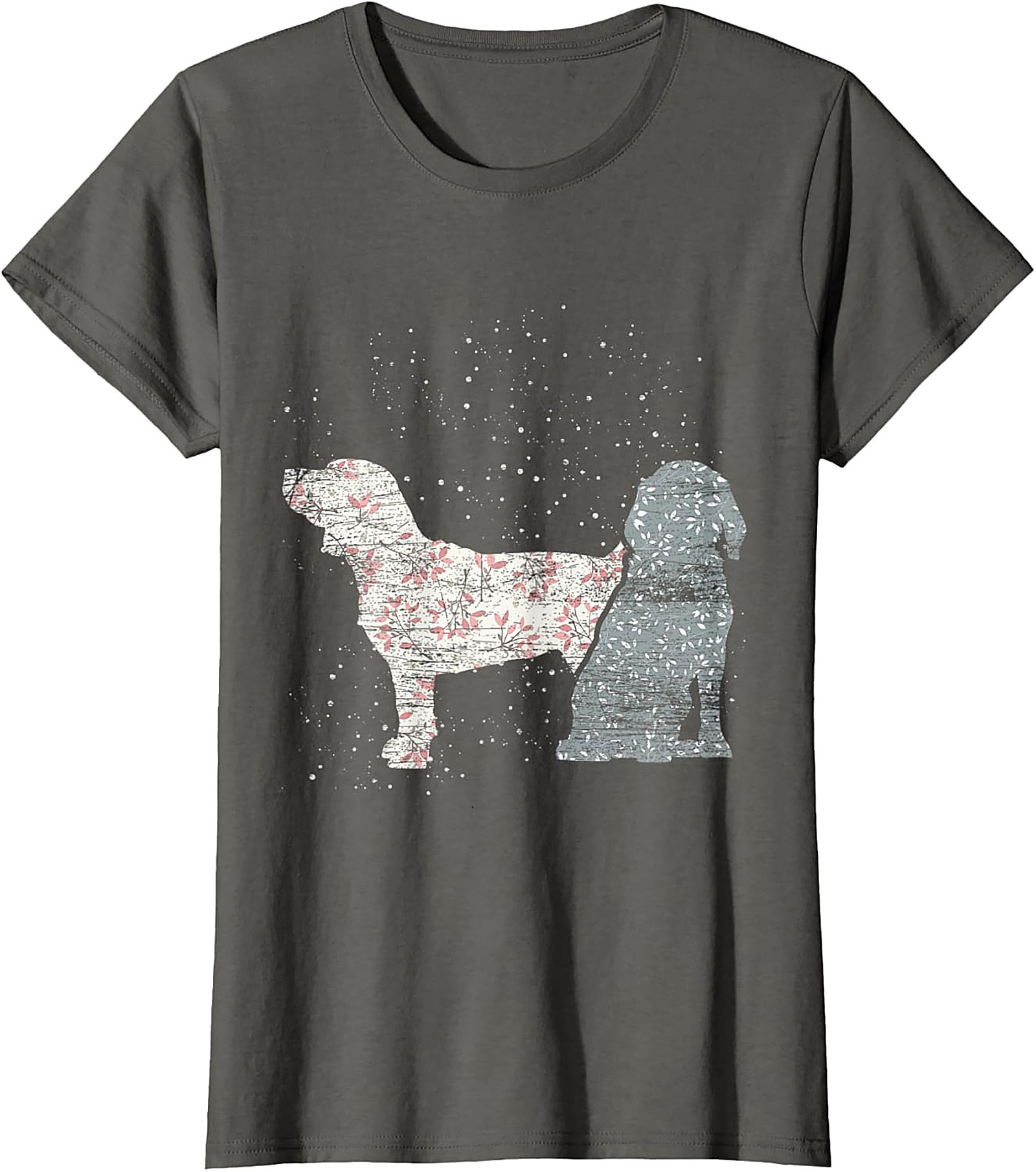 Vintage Floral Dog T-Shirt | Rustic Spaniel Silhouette Graphic Tee