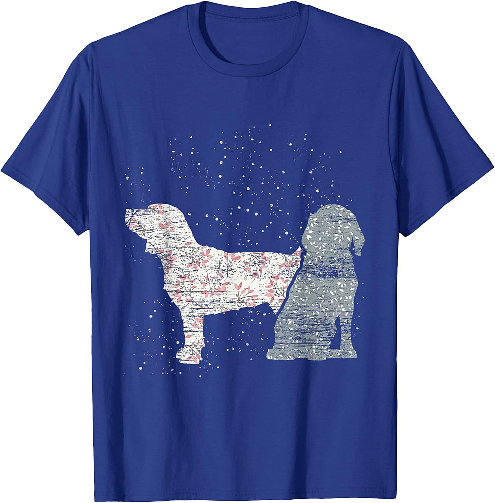 Vintage Floral Dog T-Shirt | Rustic Spaniel Silhouette Graphic Tee