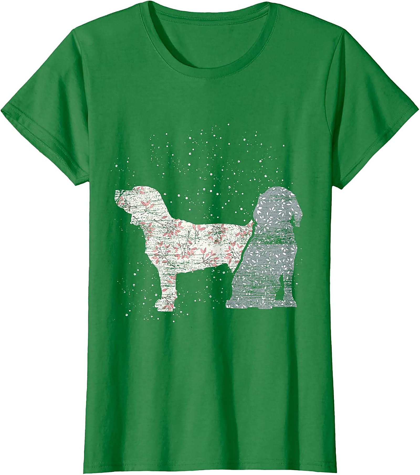 Vintage Floral Dog T-Shirt | Rustic Spaniel Silhouette Graphic Tee