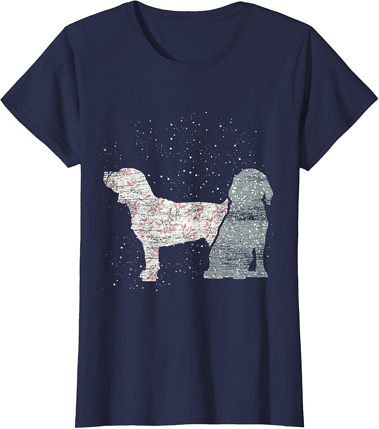 Vintage Floral Dog T-Shirt | Rustic Spaniel Silhouette Graphic Tee