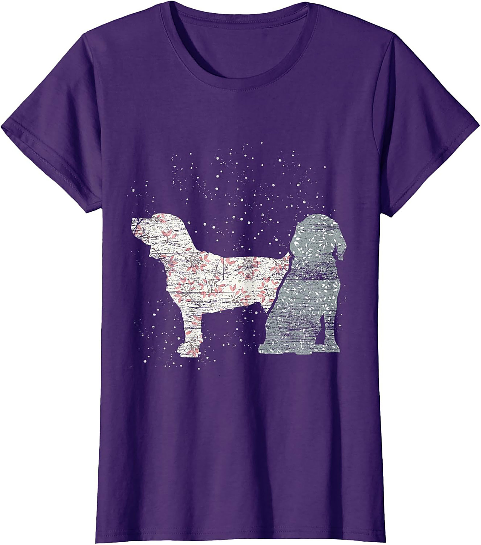 Vintage Floral Dog T-Shirt | Rustic Spaniel Silhouette Graphic Tee