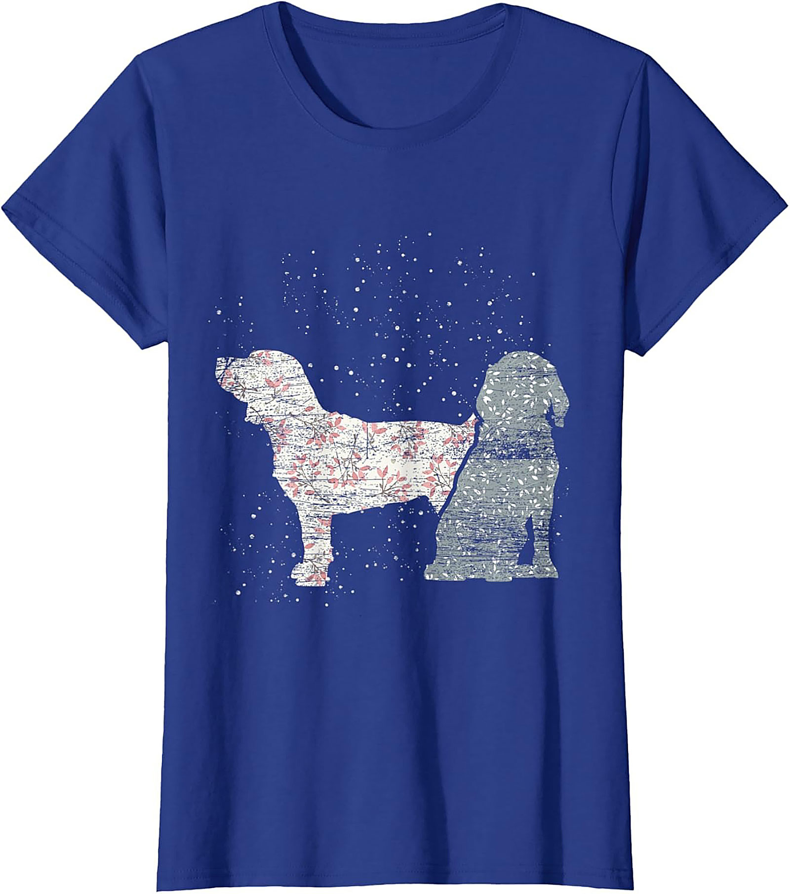Vintage Floral Dog T-Shirt | Rustic Spaniel Silhouette Graphic Tee