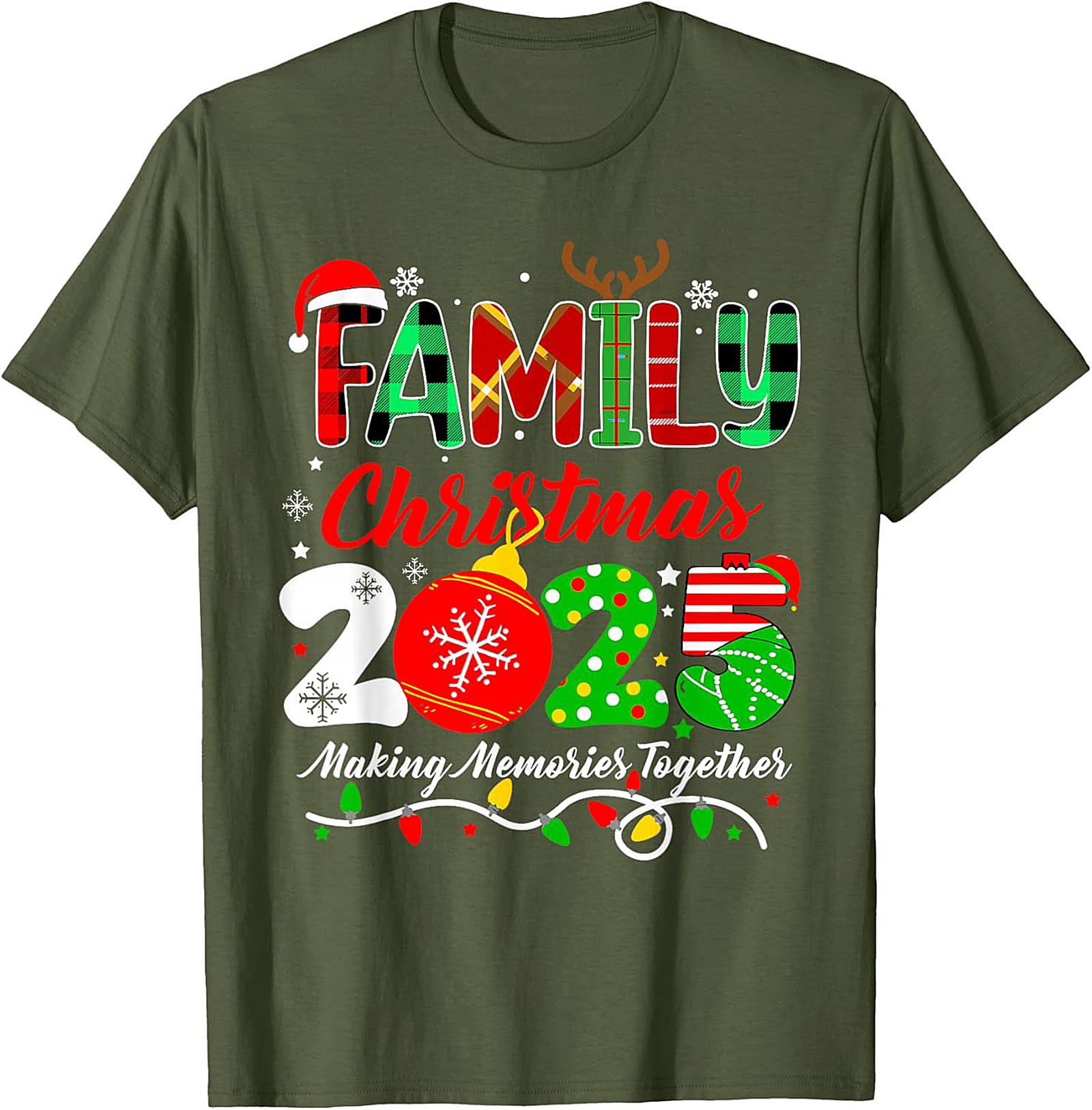 Family Christmas 2025 T-Shirt Plaid Graphic Tee