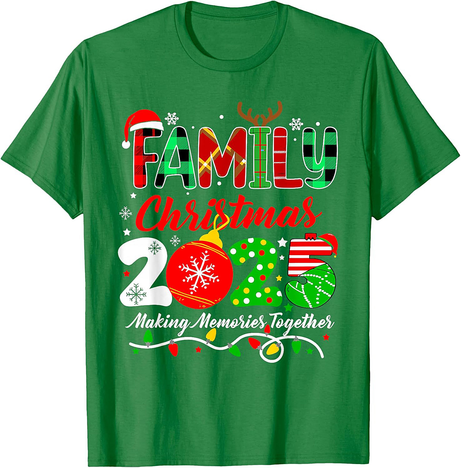 Family Christmas 2025 T-Shirt Plaid Graphic Tee