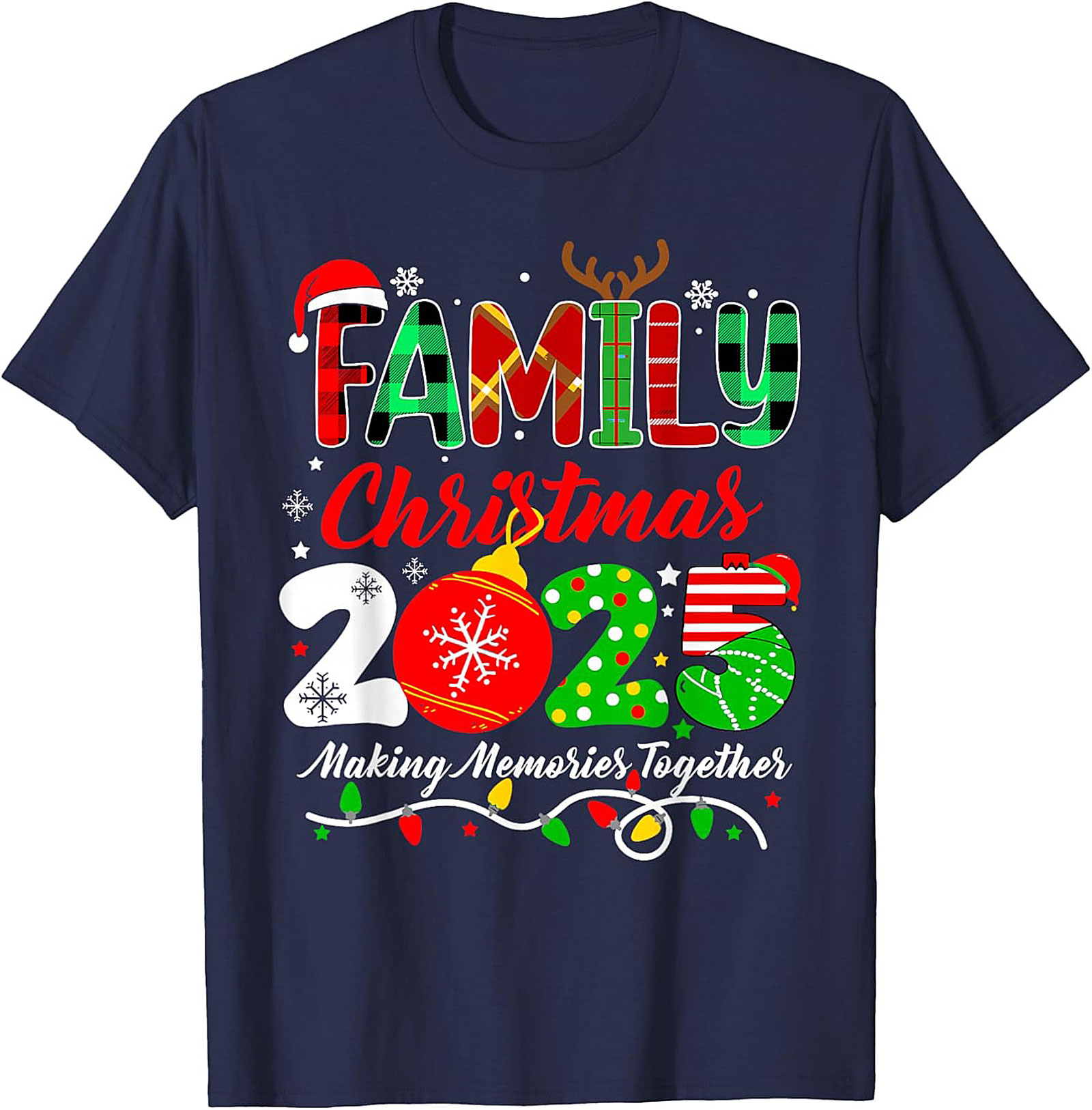 Family Christmas 2025 T-Shirt Plaid Graphic Tee