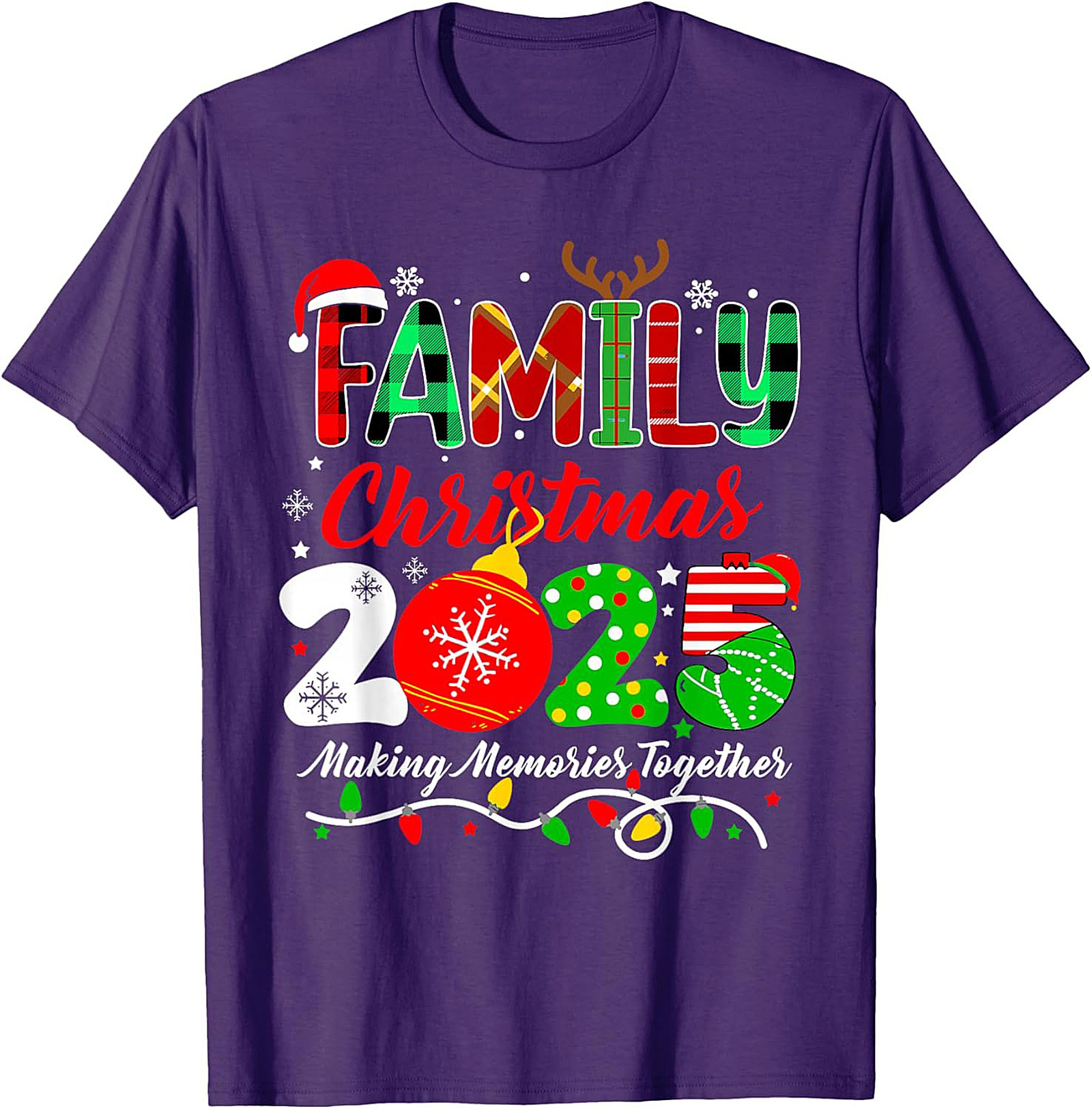 Family Christmas 2025 T-Shirt Plaid Graphic Tee