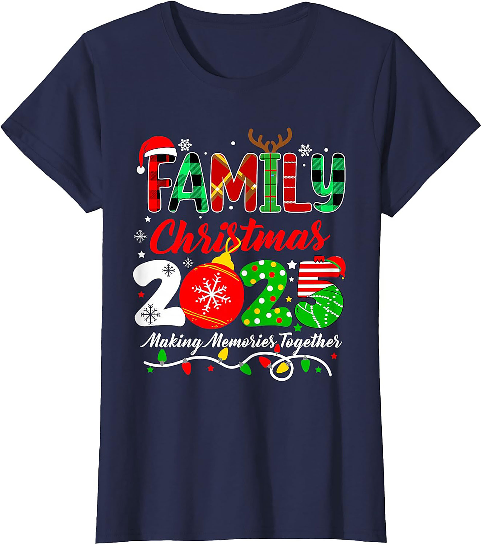 Family Christmas 2025 T-Shirt Plaid Graphic Tee