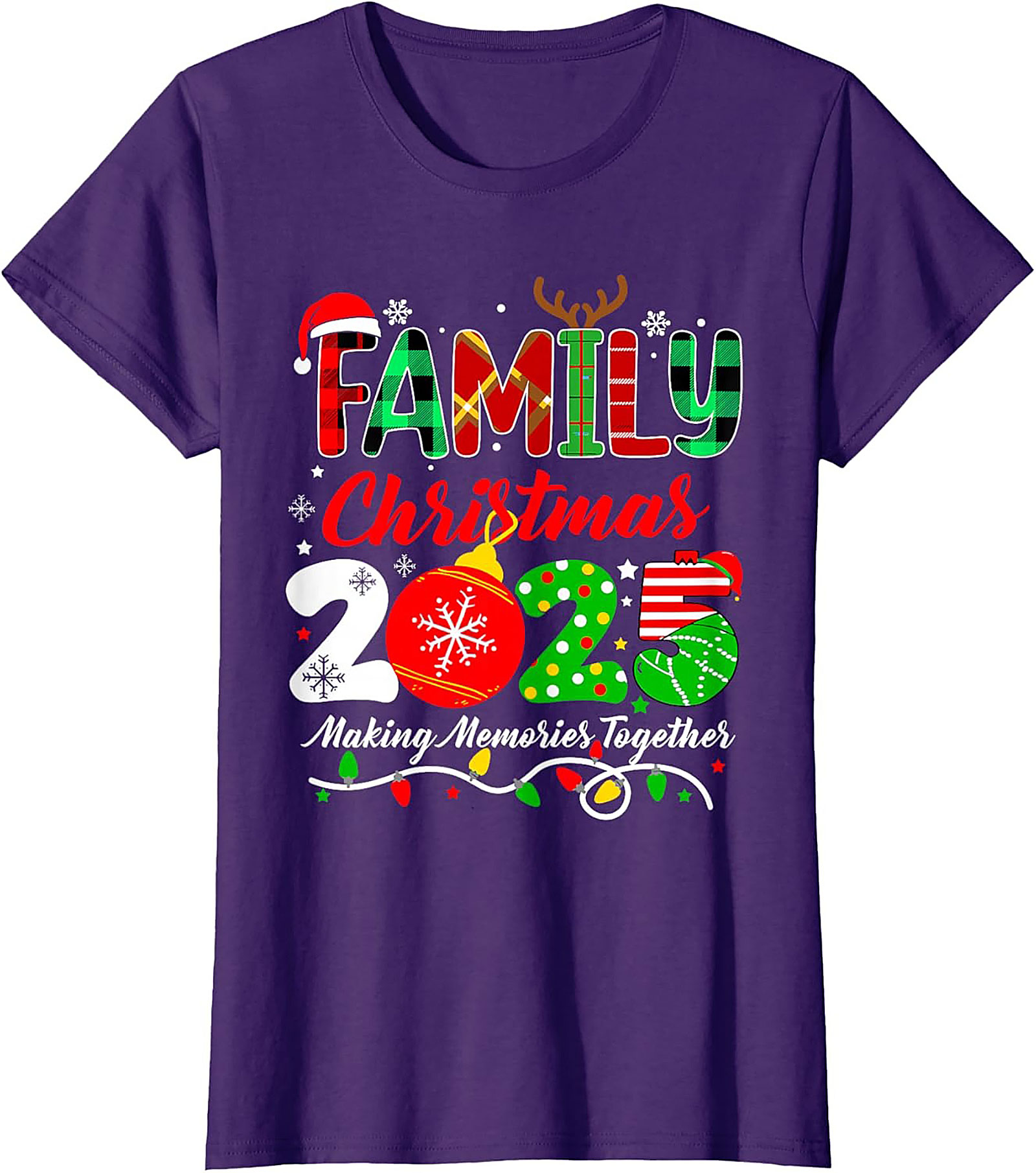 Family Christmas 2025 T-Shirt Plaid Graphic Tee