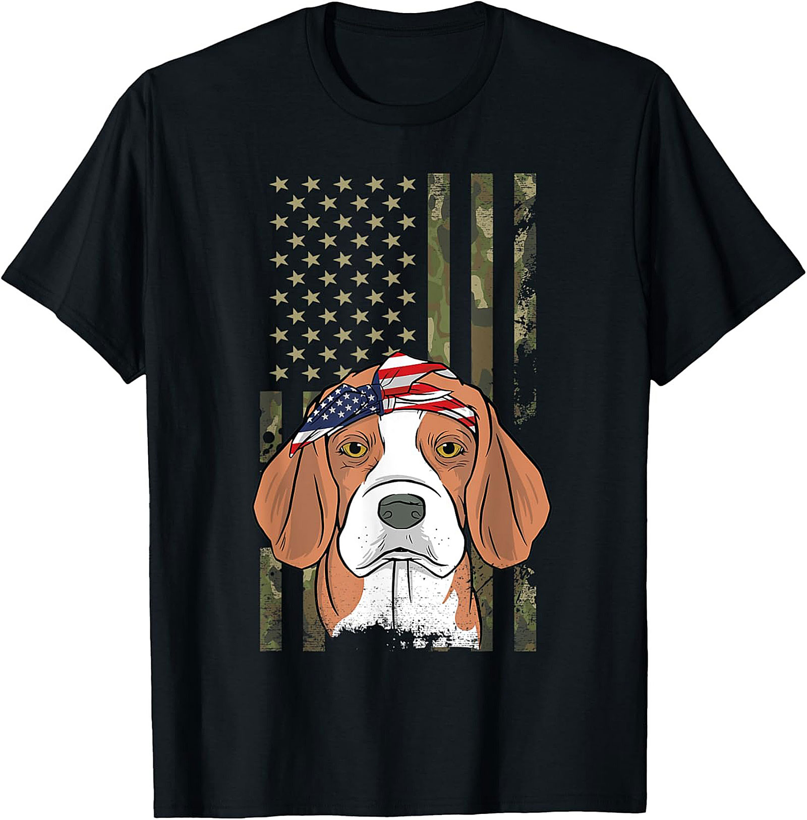 Patriotic Beagle T-shirt – American Flag Bandana Dog Graphic Tee