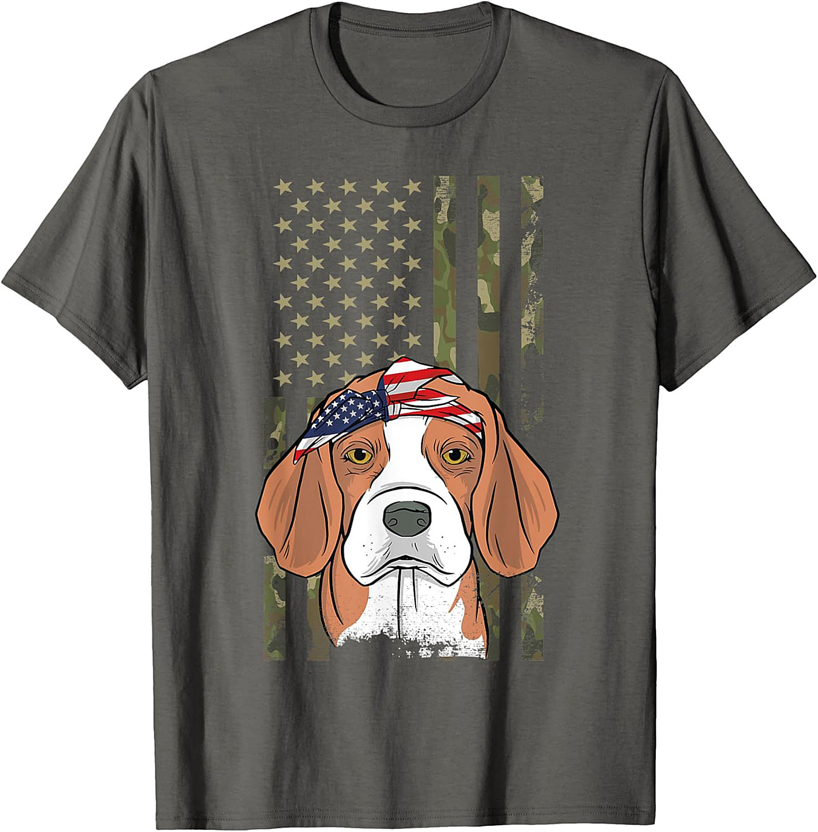 Patriotic Beagle T-shirt – American Flag Bandana Dog Graphic Tee