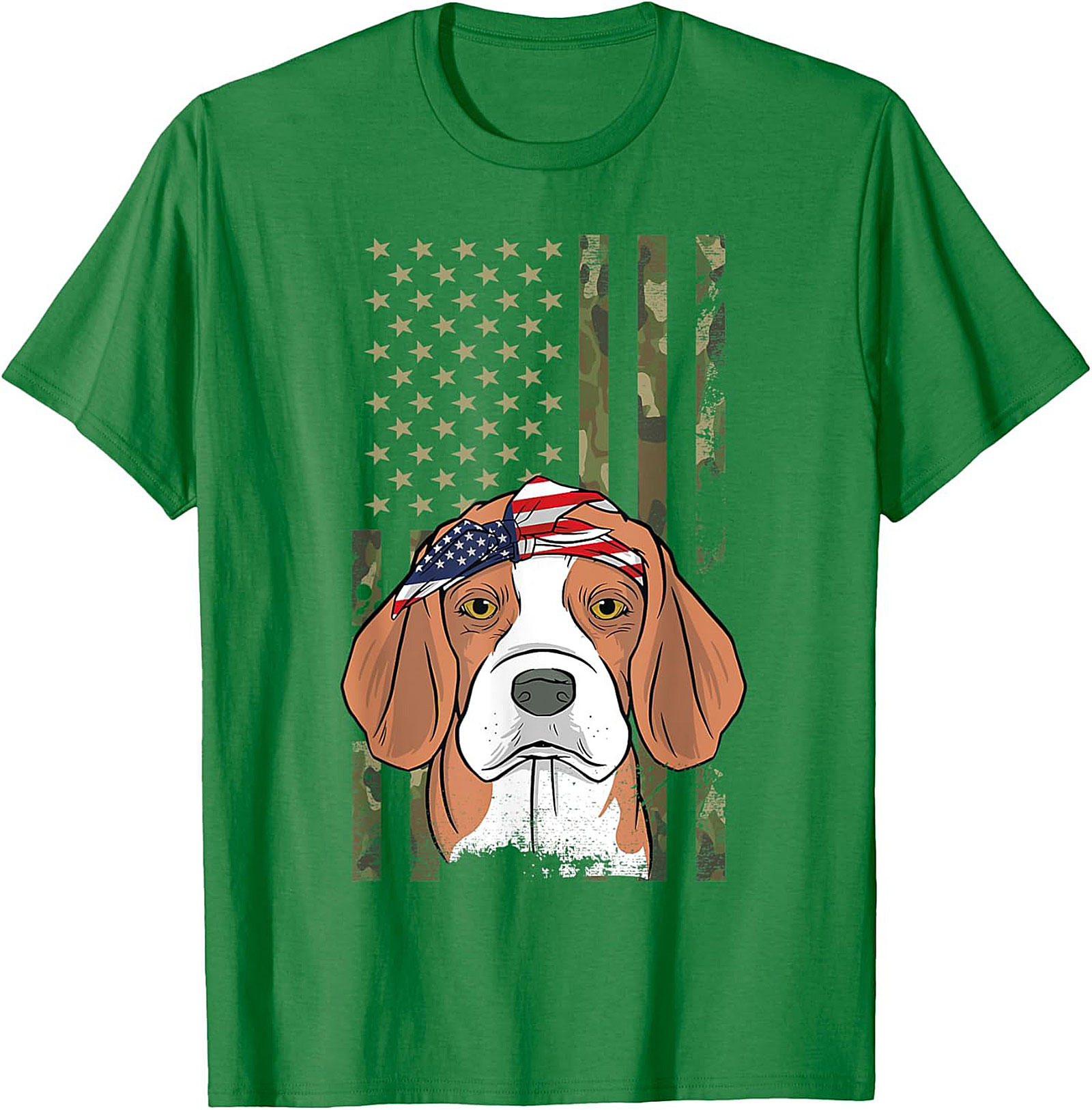 Patriotic Beagle T-shirt – American Flag Bandana Dog Graphic Tee