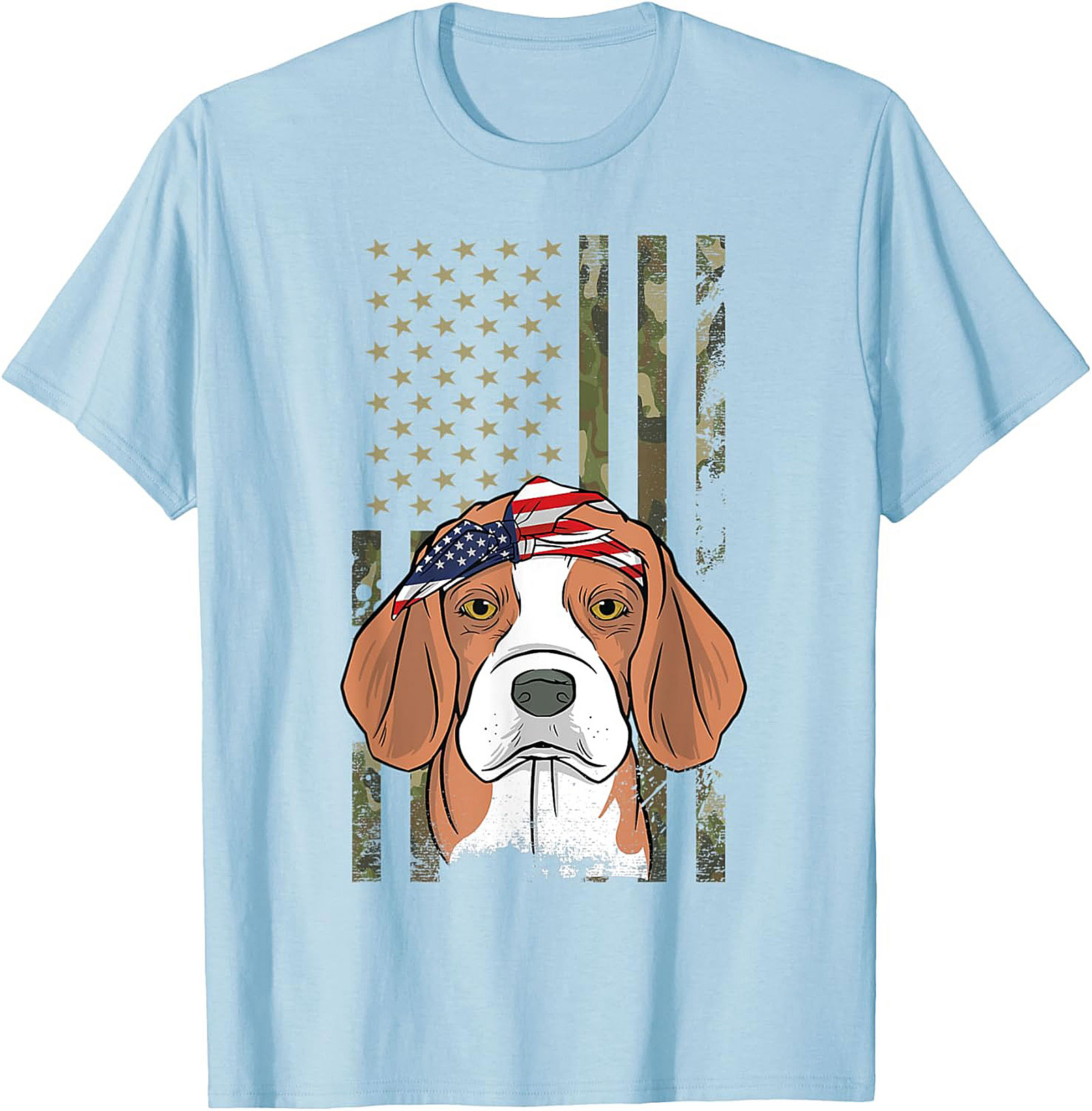 Patriotic Beagle T-shirt – American Flag Bandana Dog Graphic Tee