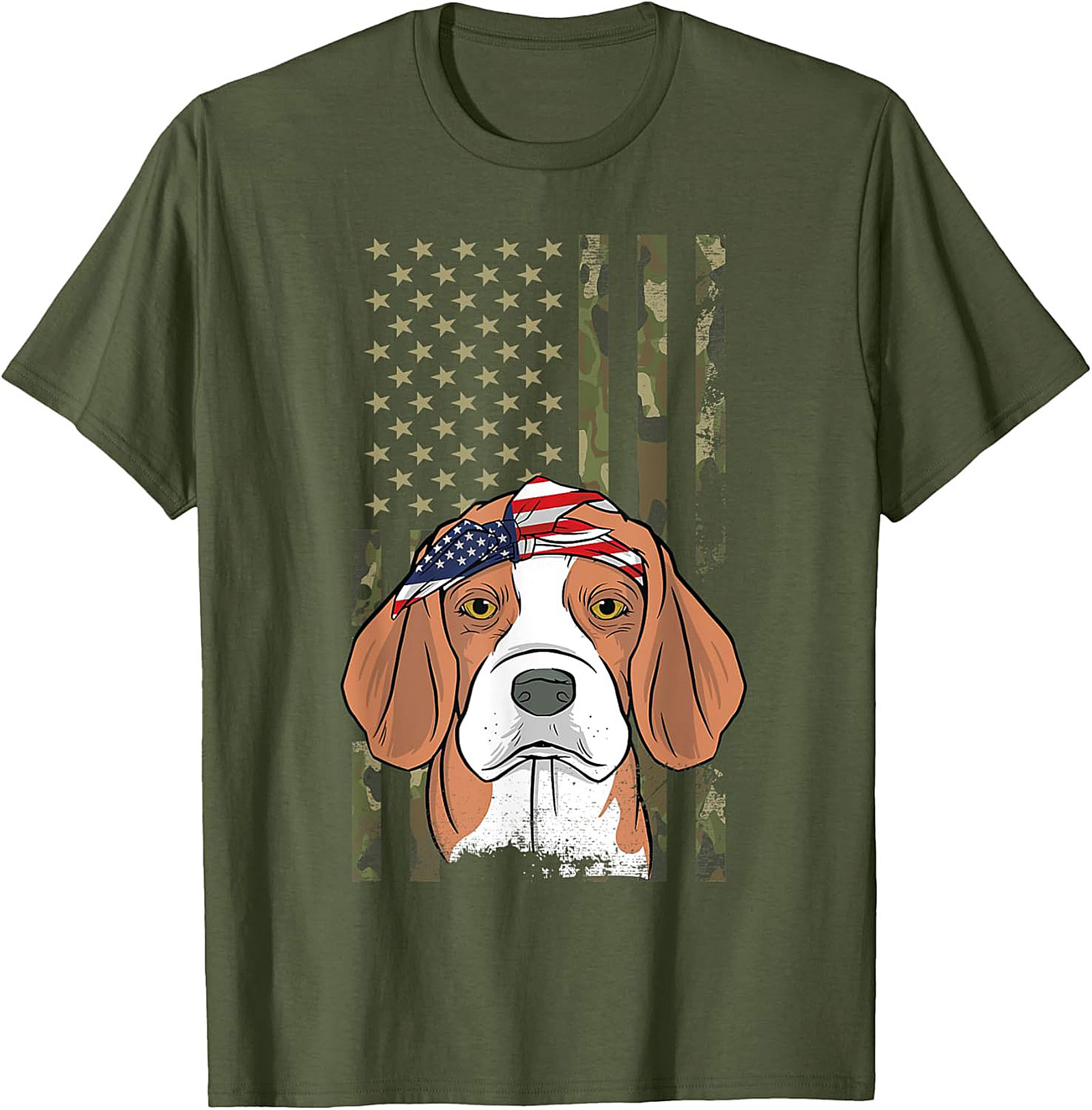 Patriotic Beagle T-shirt – American Flag Bandana Dog Graphic Tee