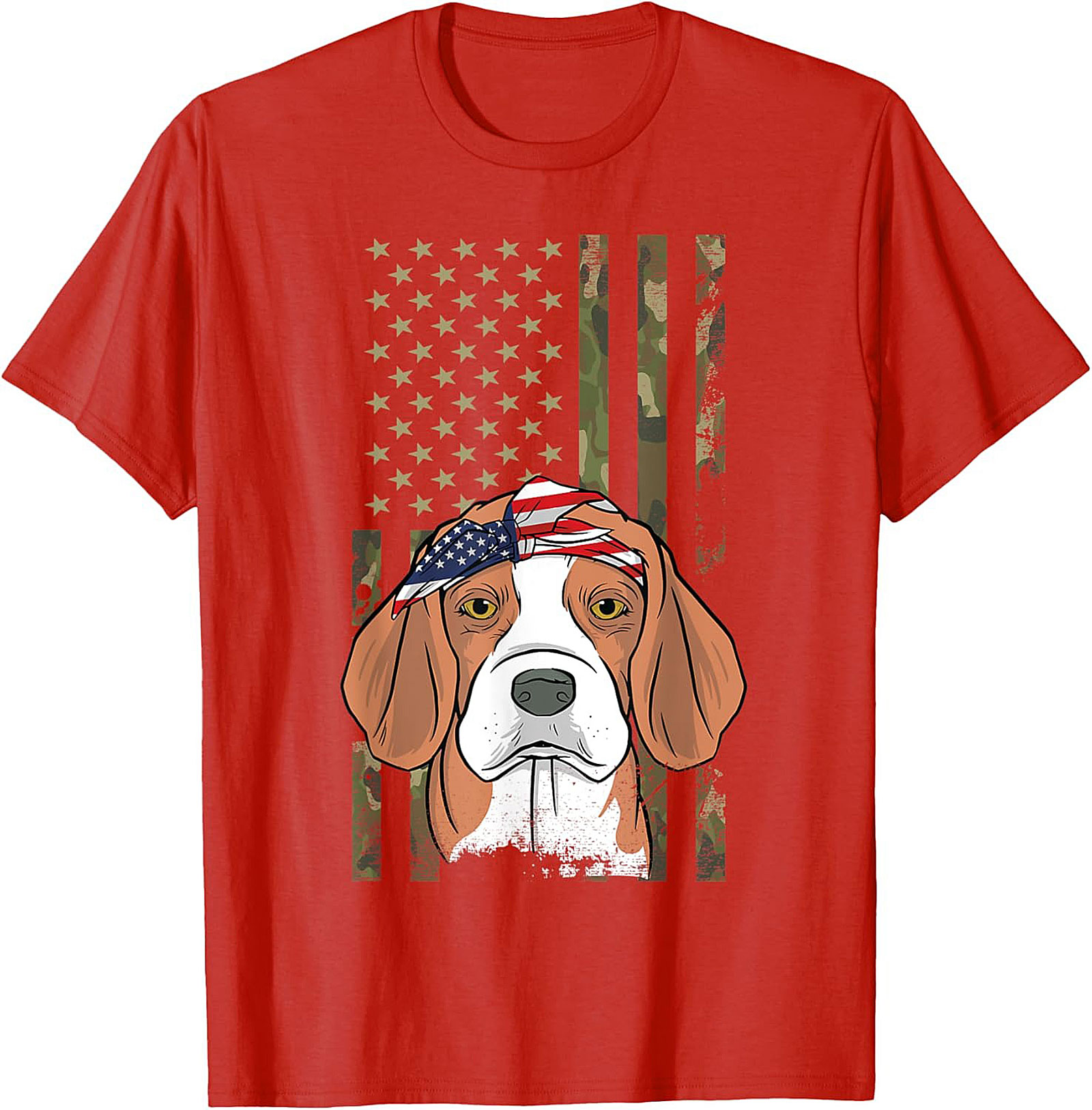Patriotic Beagle T-shirt – American Flag Bandana Dog Graphic Tee