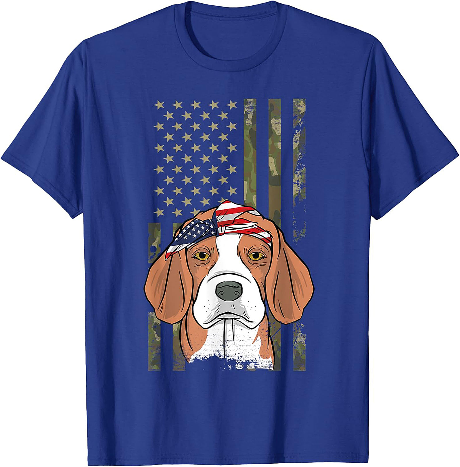 Patriotic Beagle T-shirt – American Flag Bandana Dog Graphic Tee