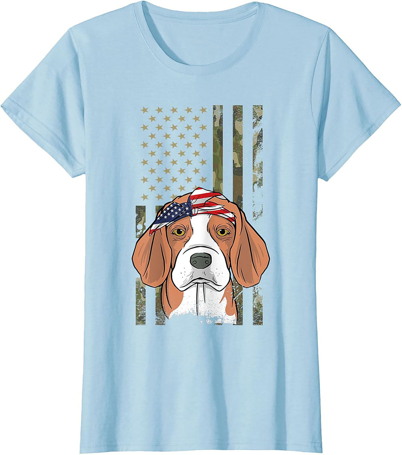 Patriotic Beagle T-shirt – American Flag Bandana Dog Graphic Tee
