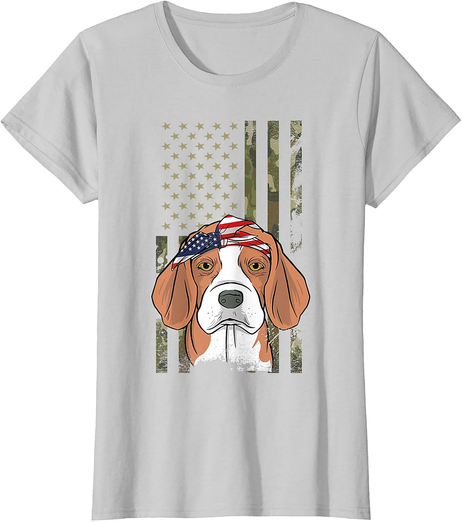 Patriotic Beagle T-shirt – American Flag Bandana Dog Graphic Tee