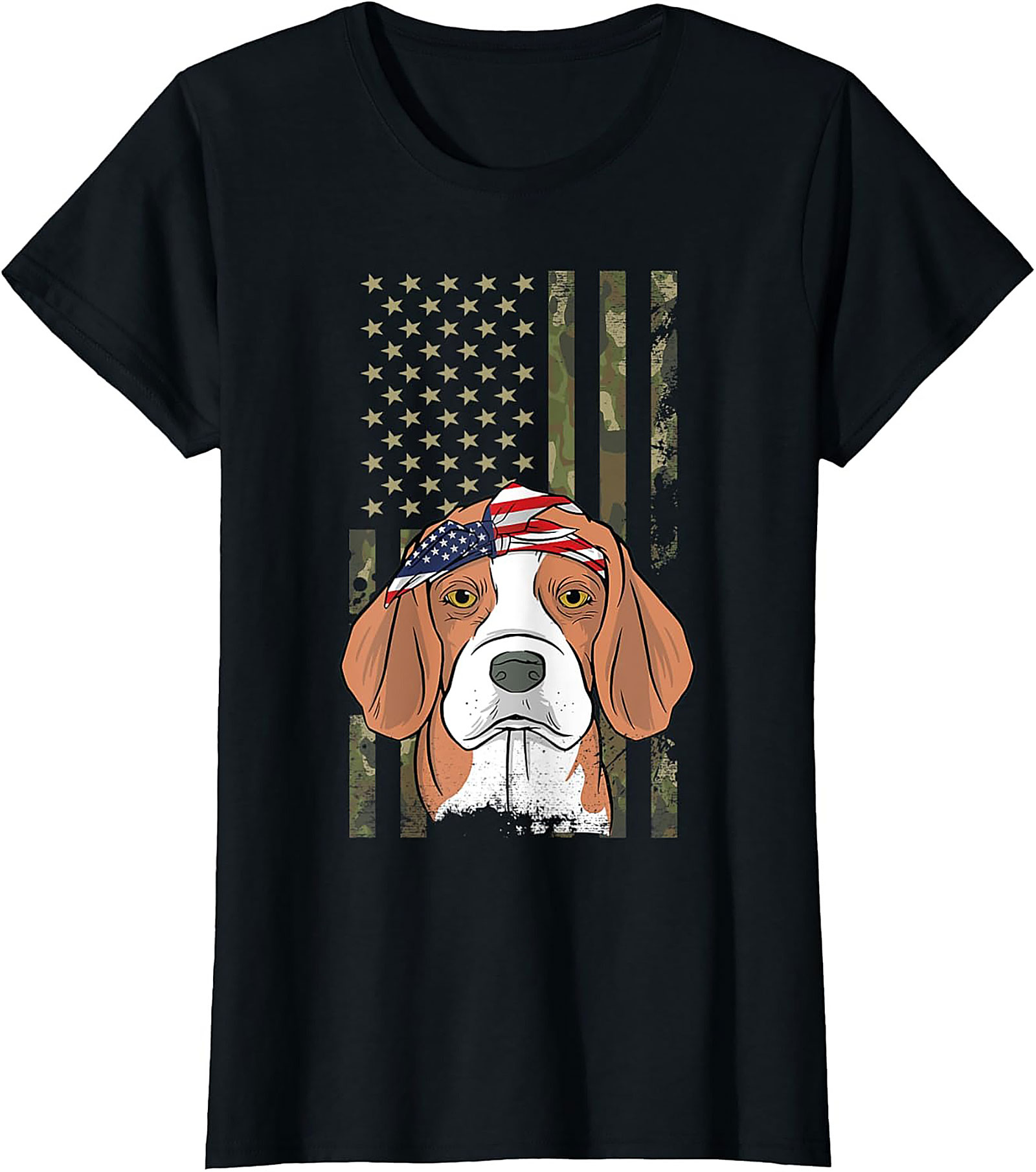 Patriotic Beagle T-shirt – American Flag Bandana Dog Graphic Tee